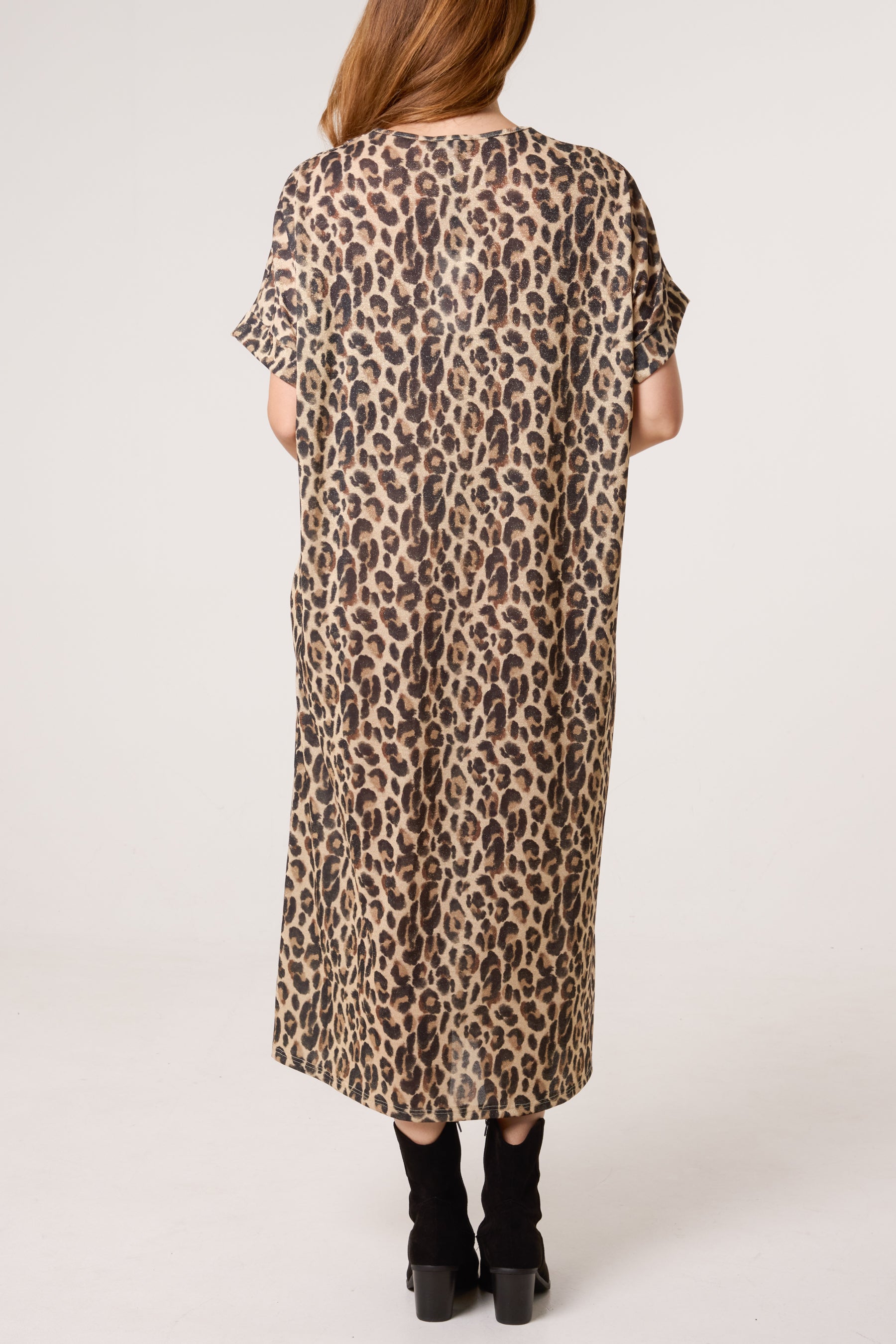 Shimmer Animal Print Midi Dress