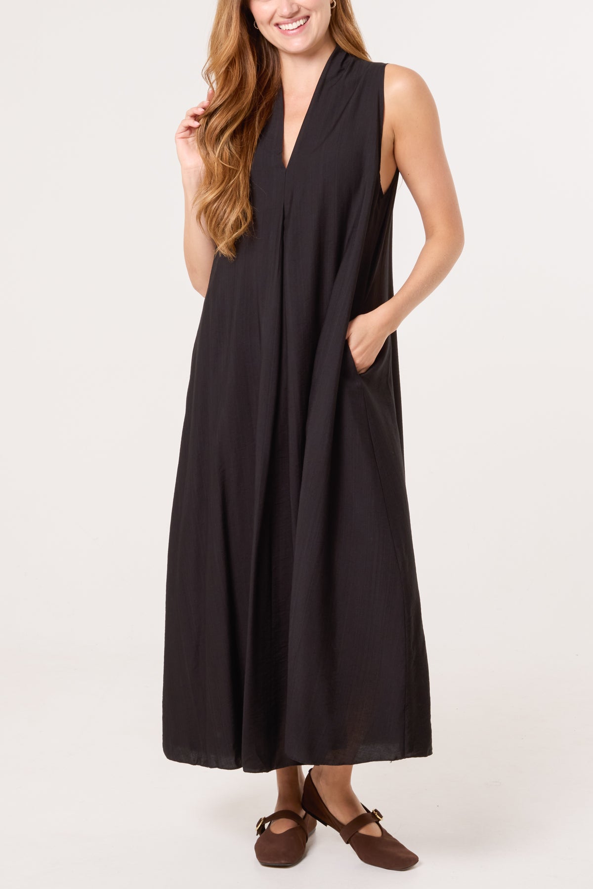 Sleeveless V-Neck Maxi Dress