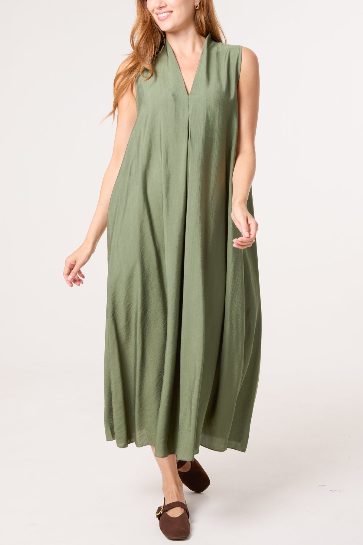 Sleeveless V-Neck Maxi Dress