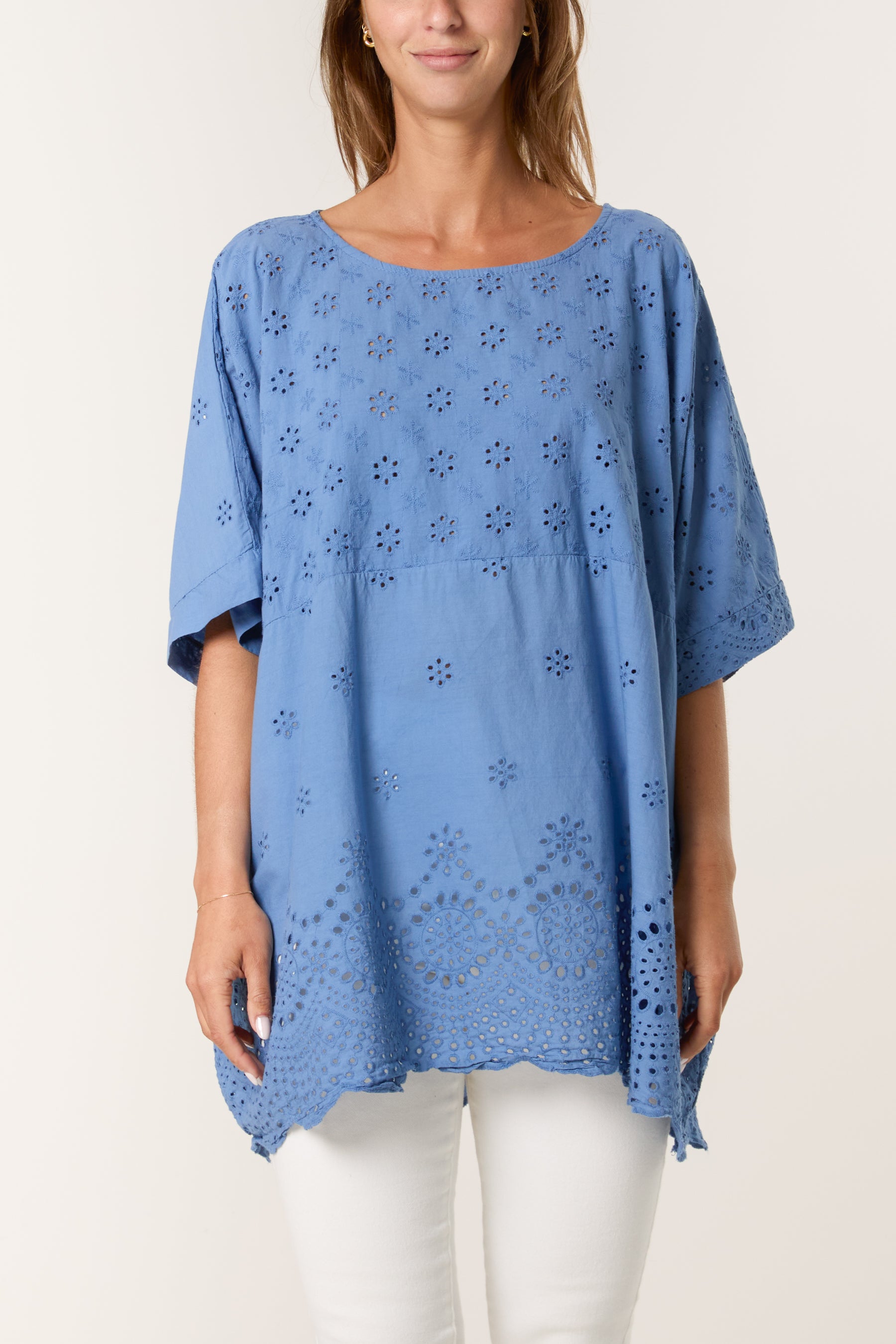 Broderie Anglaise Scallop Edge Blouse