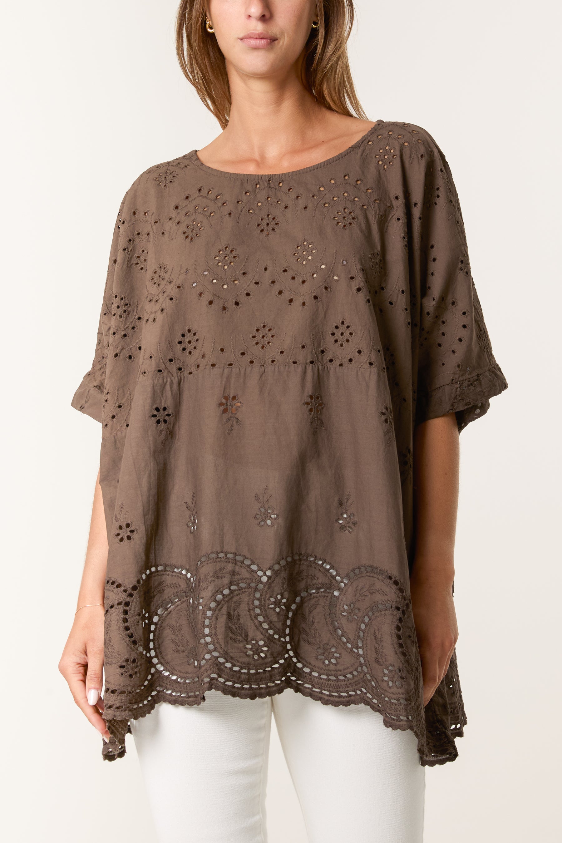 Broderie Anglaise Scallop Edge Blouse
