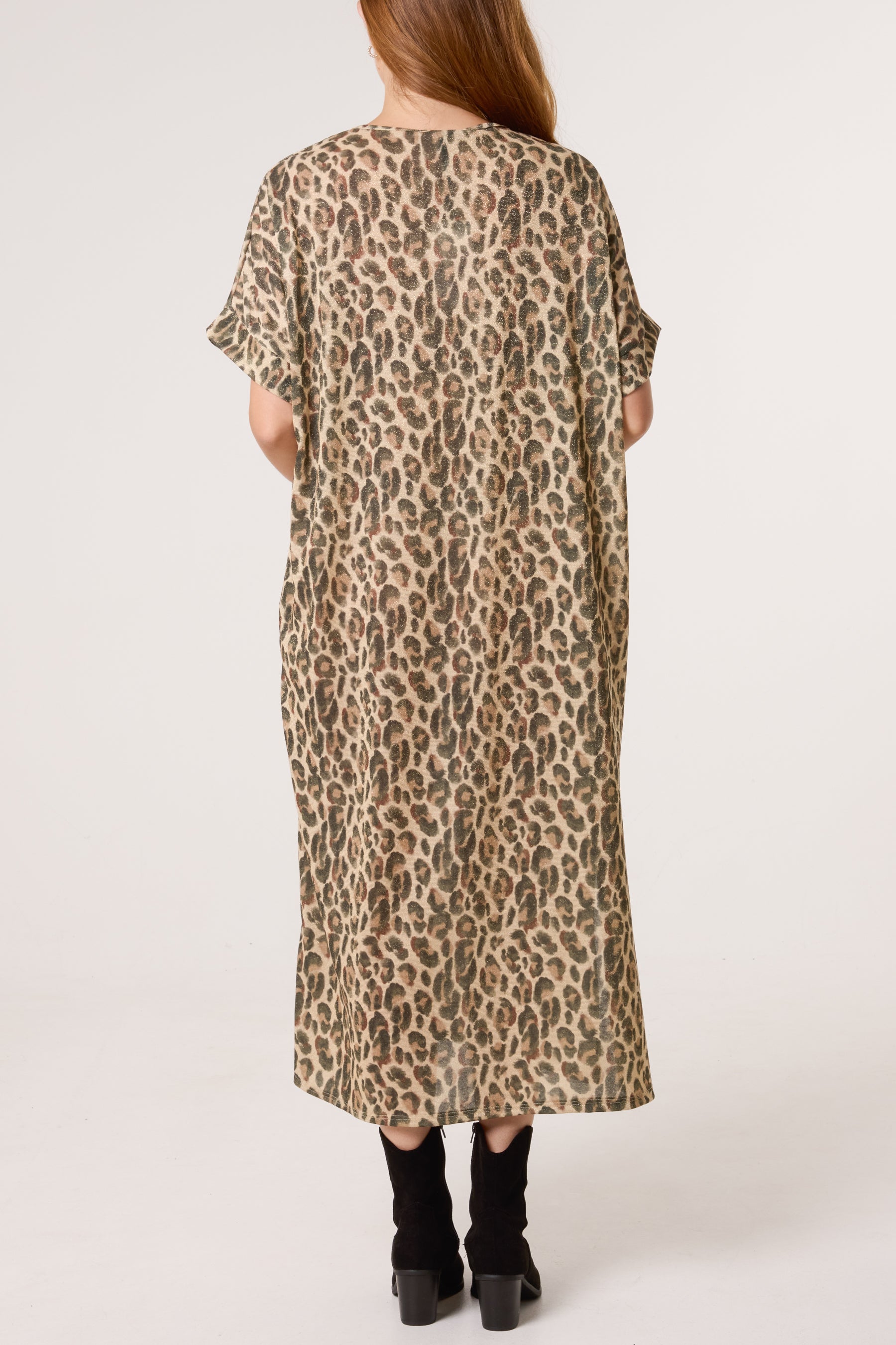 Shimmer Animal Print Midi Dress