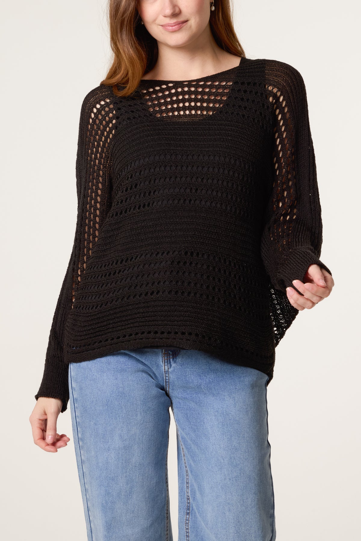 Crochet Knit Long Sleeve Top