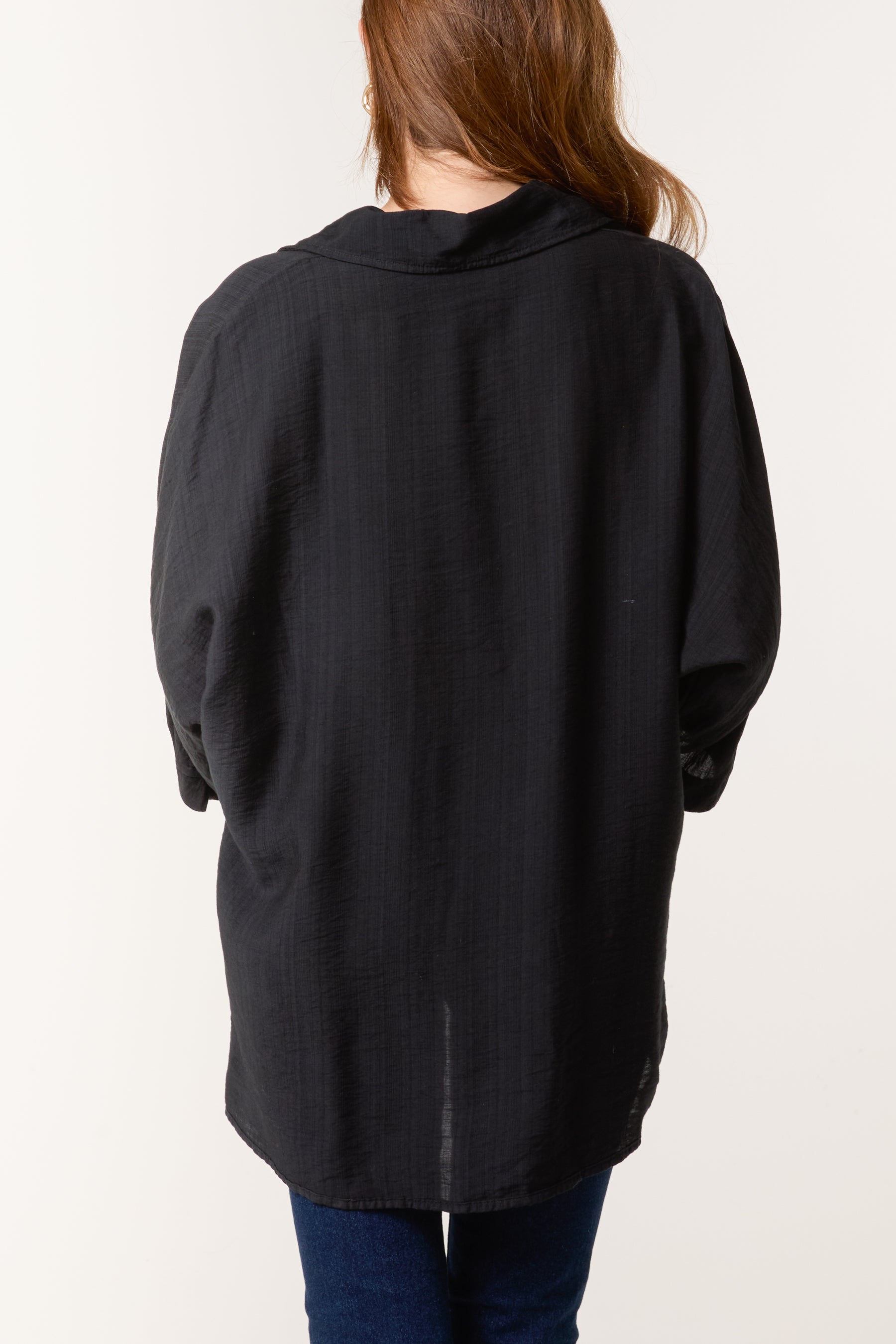 Lapel Collar Pleated Front Blouse