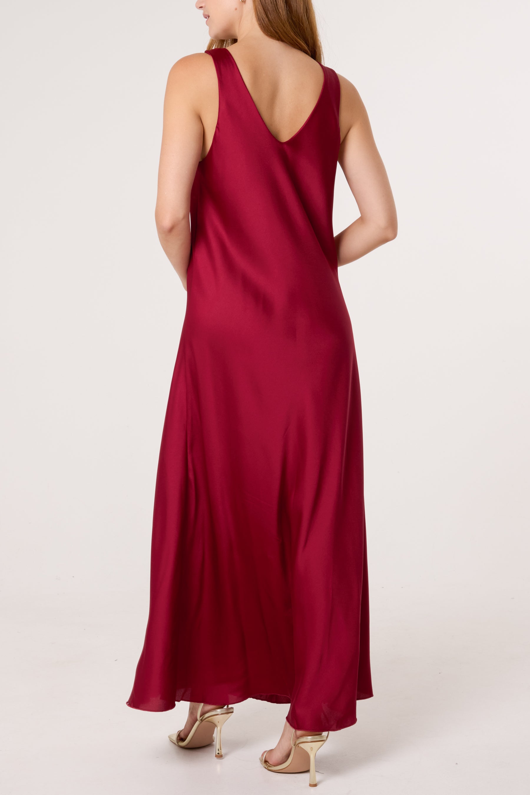 Strap Gold Detail Satin Maxi Dress