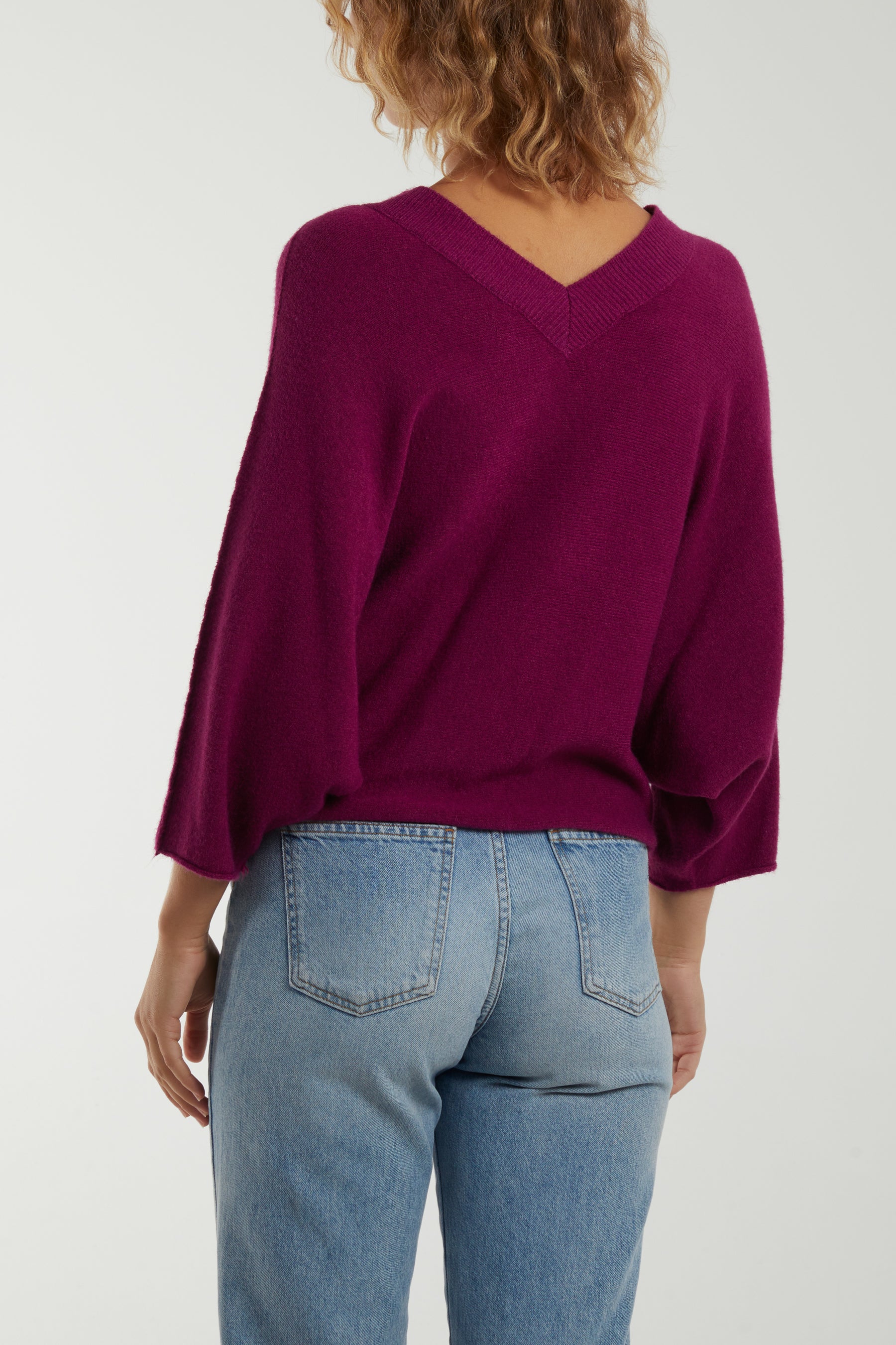 Cropped Soft Touch 3/4 Sleeve Jumper
