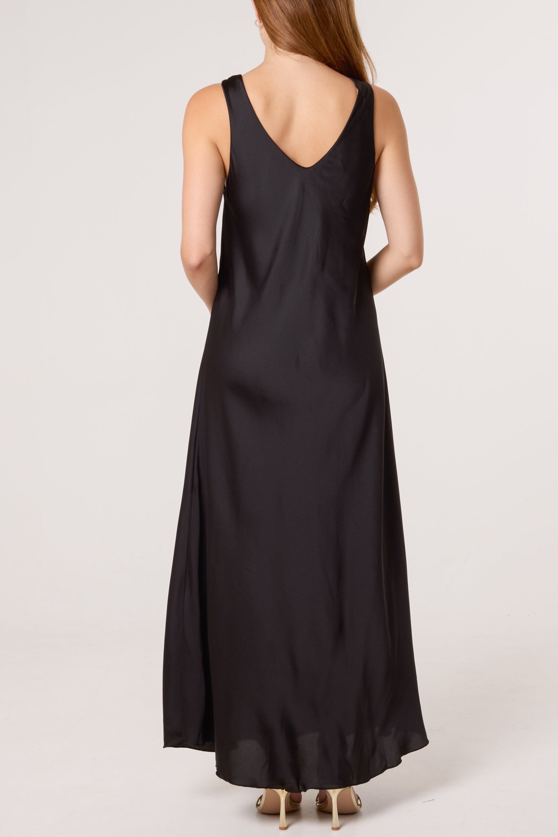 Strap Gold Detail Satin Maxi Dress