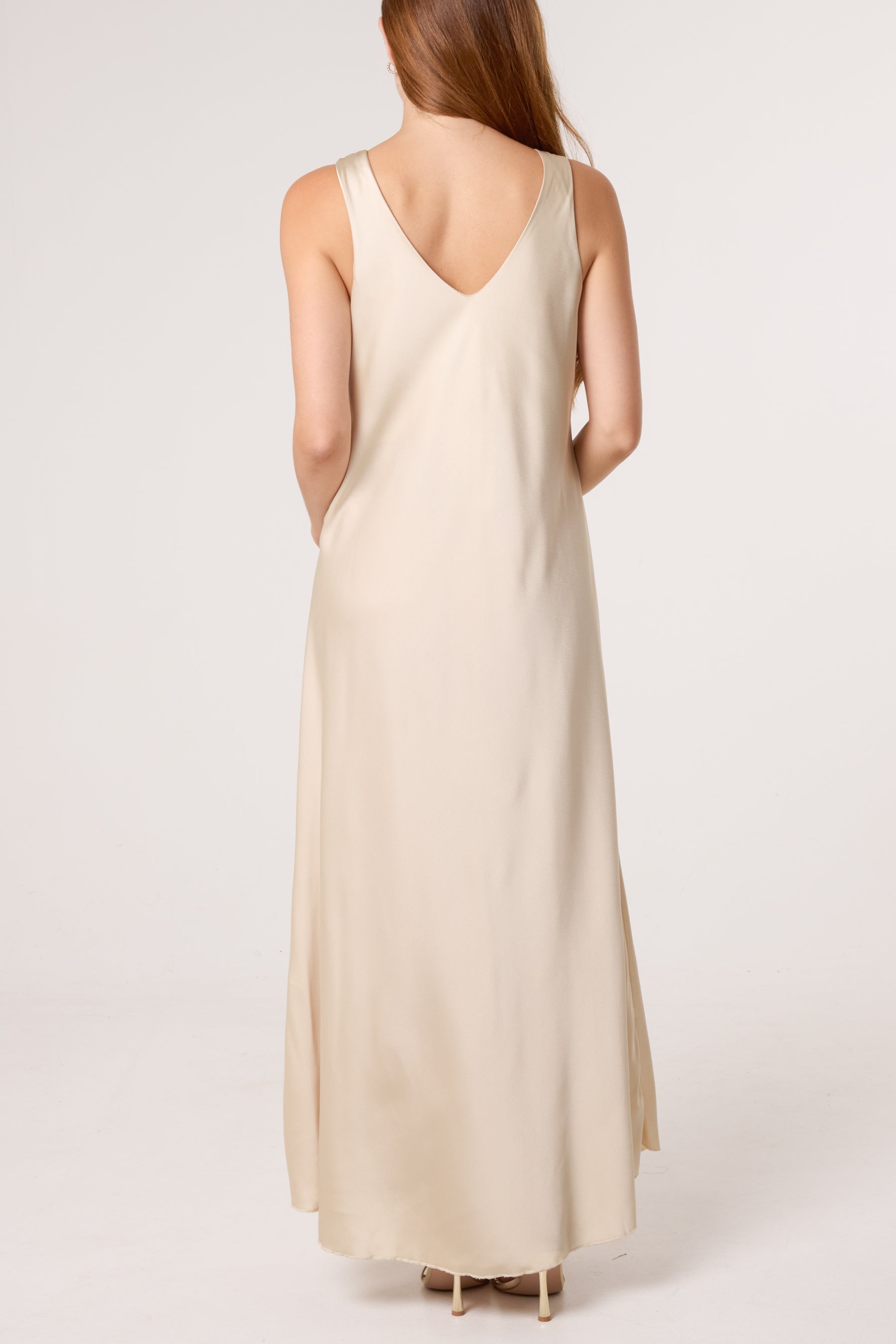Strap Gold Detail Satin Maxi Dress