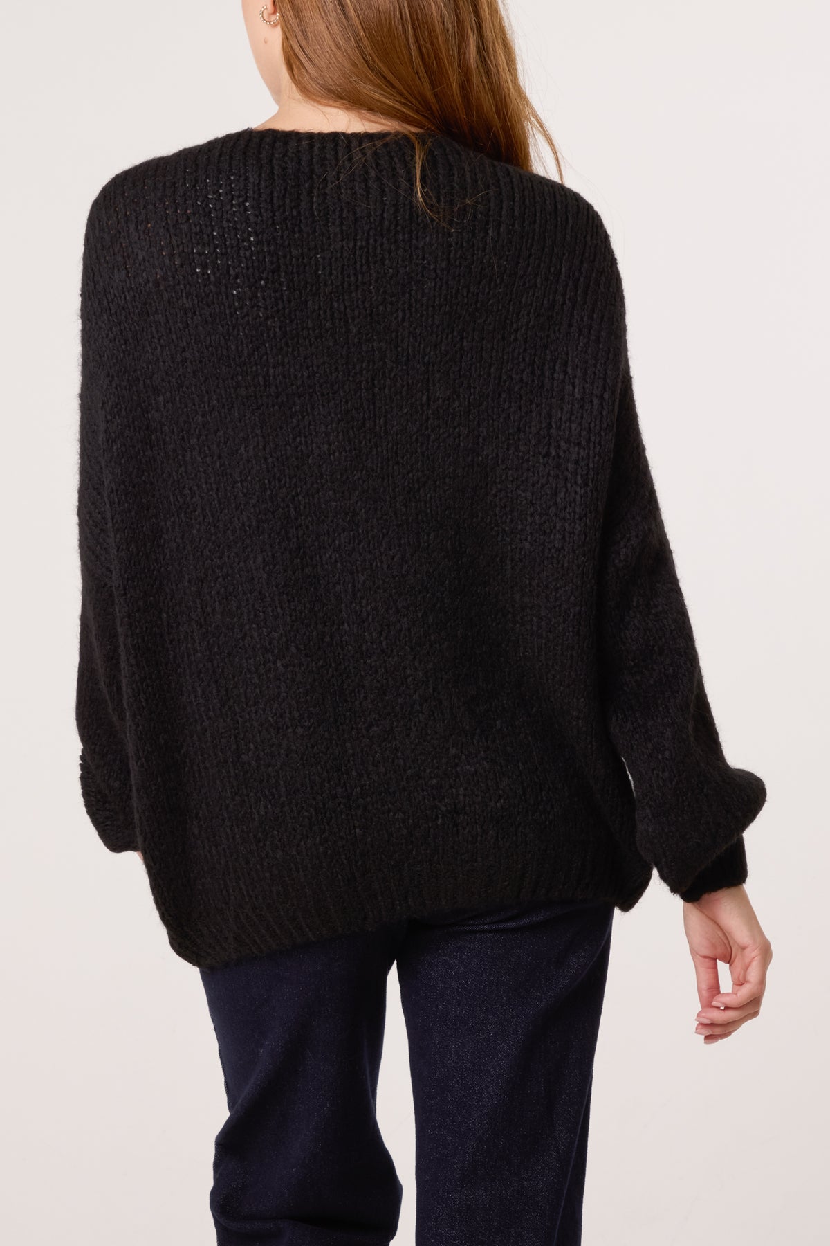 Gold Brooch Button Thick Knit Cardigan