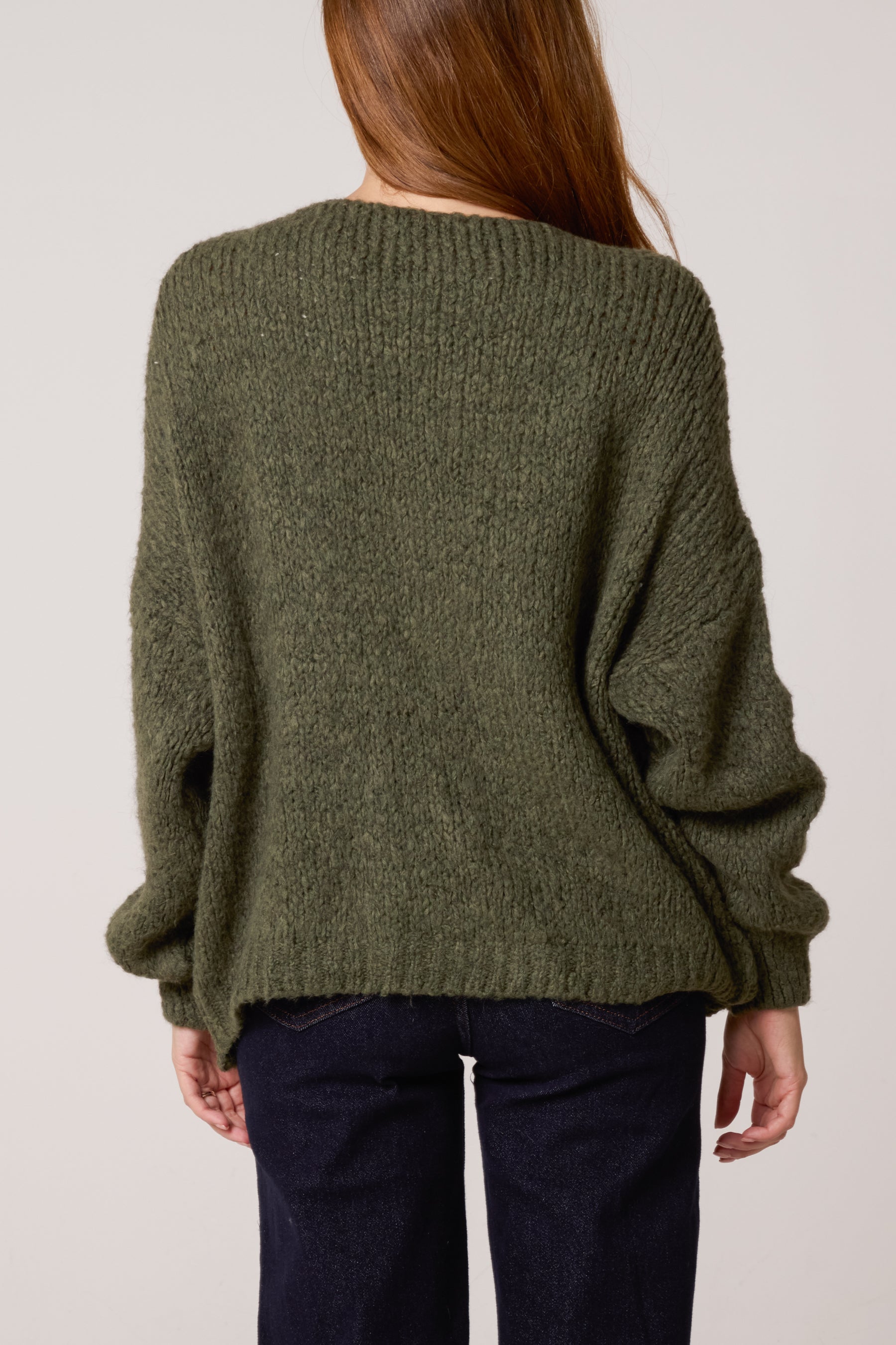 Gold Brooch Button Thick Knit Cardigan
