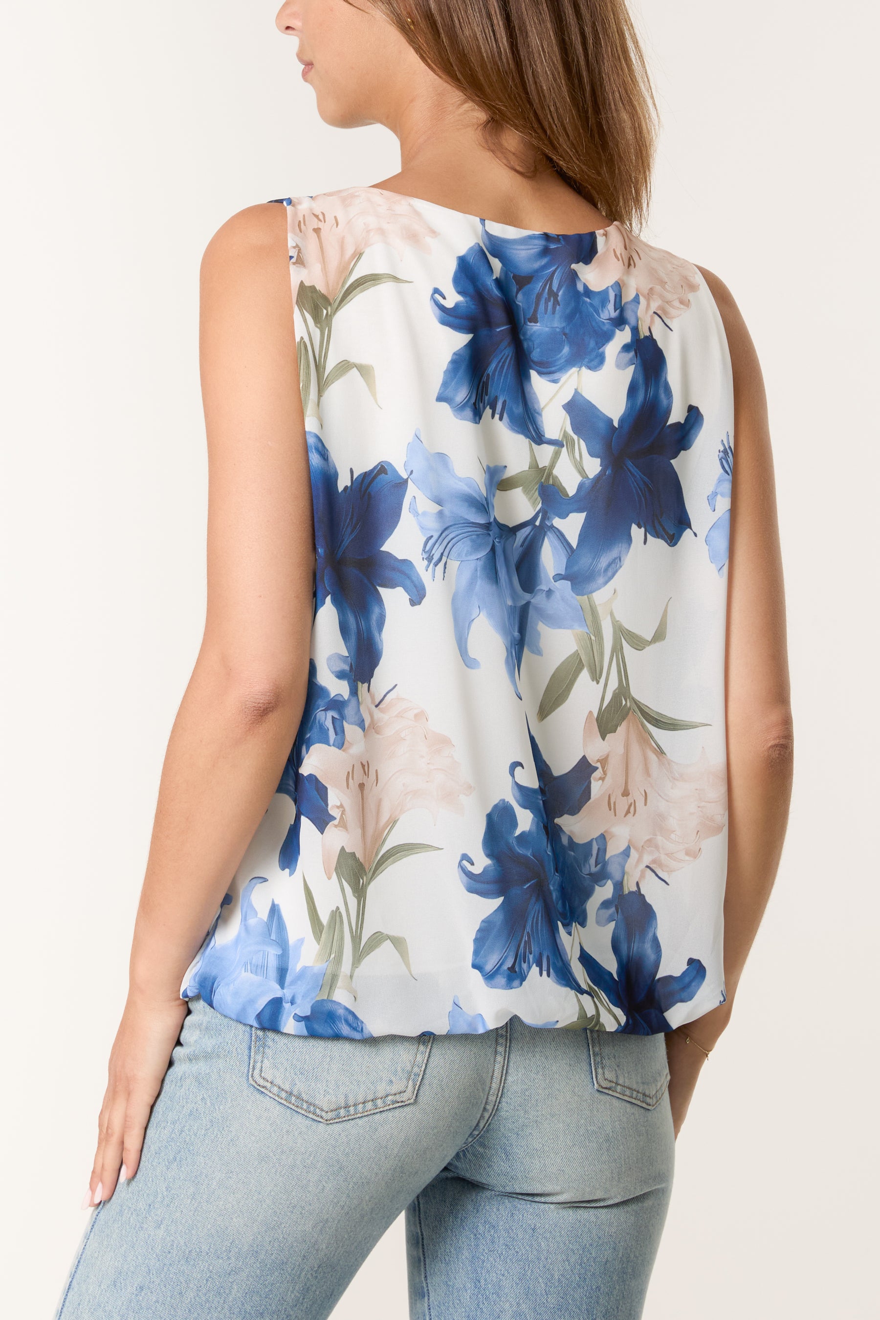 Vintage Lily Print Puffball Vest
