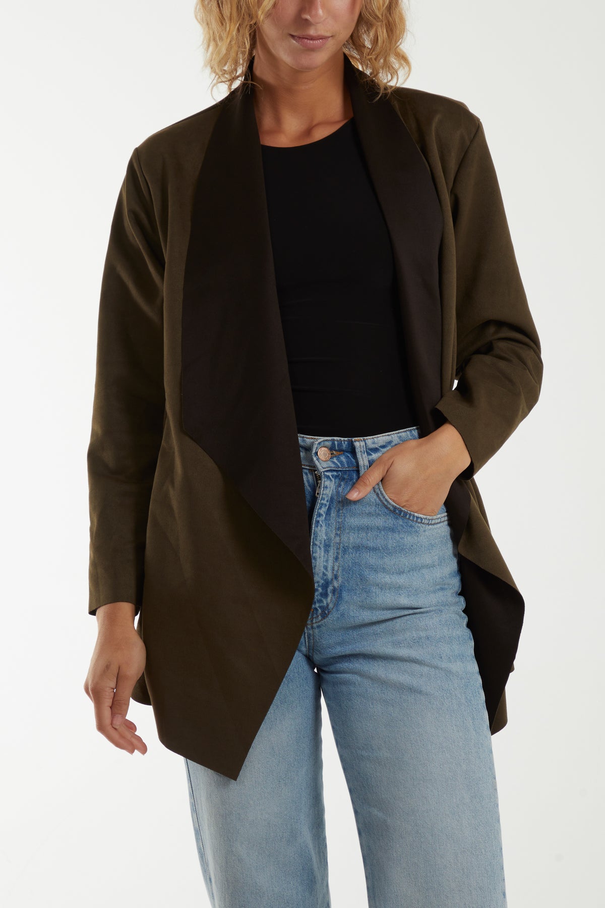 Faux Suede Waterfall Jacket