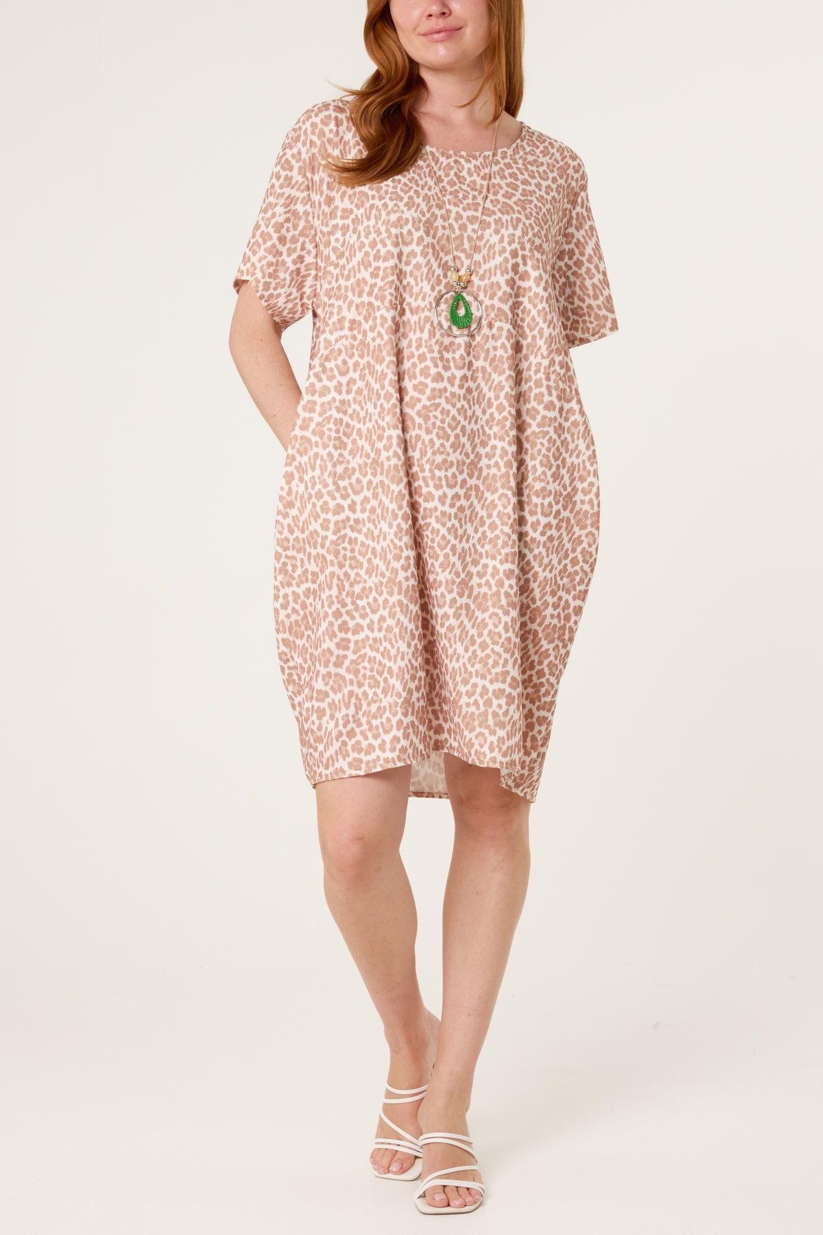 Leopard Print Necklace Jersey Fabric Dress