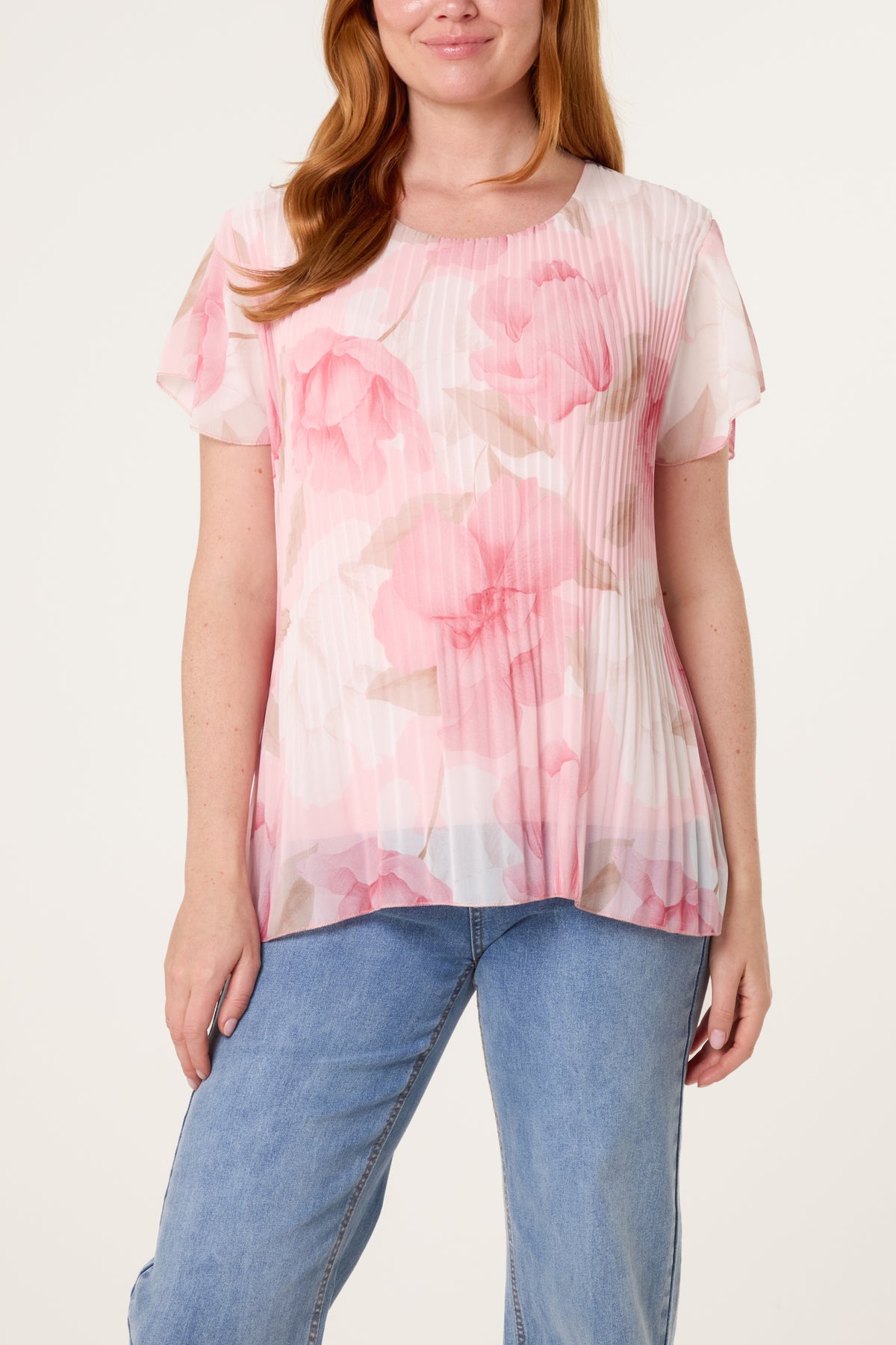 Double Layer Pleated Floral Top