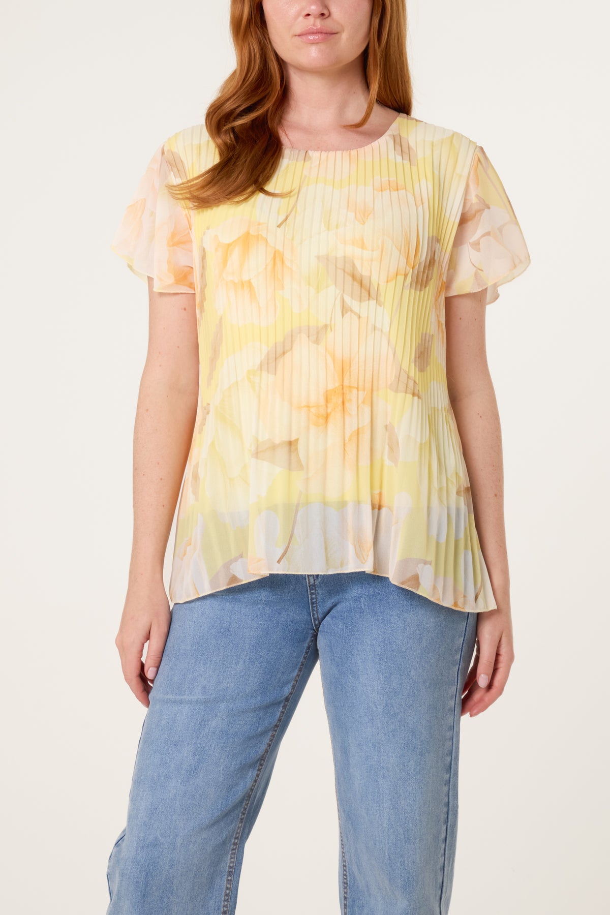 Double Layer Pleated Floral Top