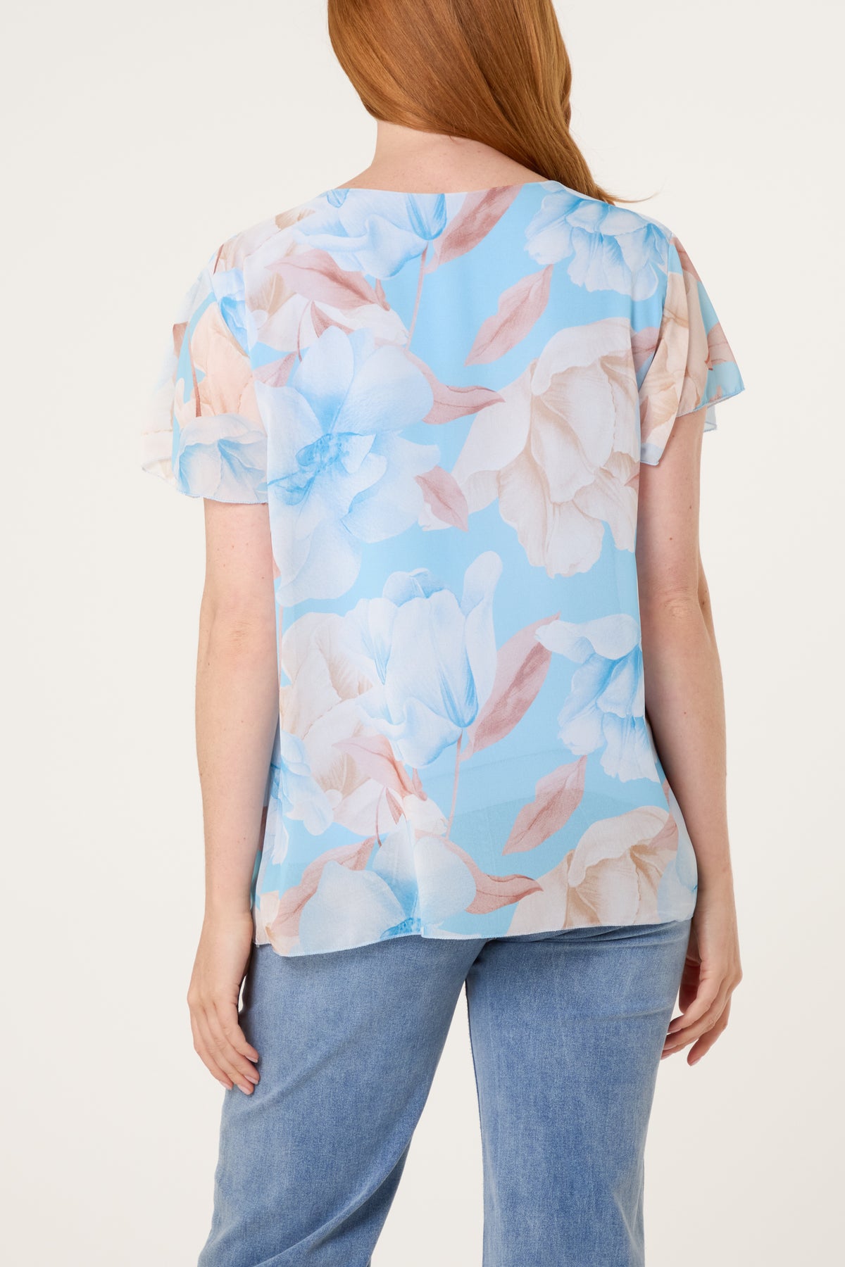 Double Layer Pleated Floral Top