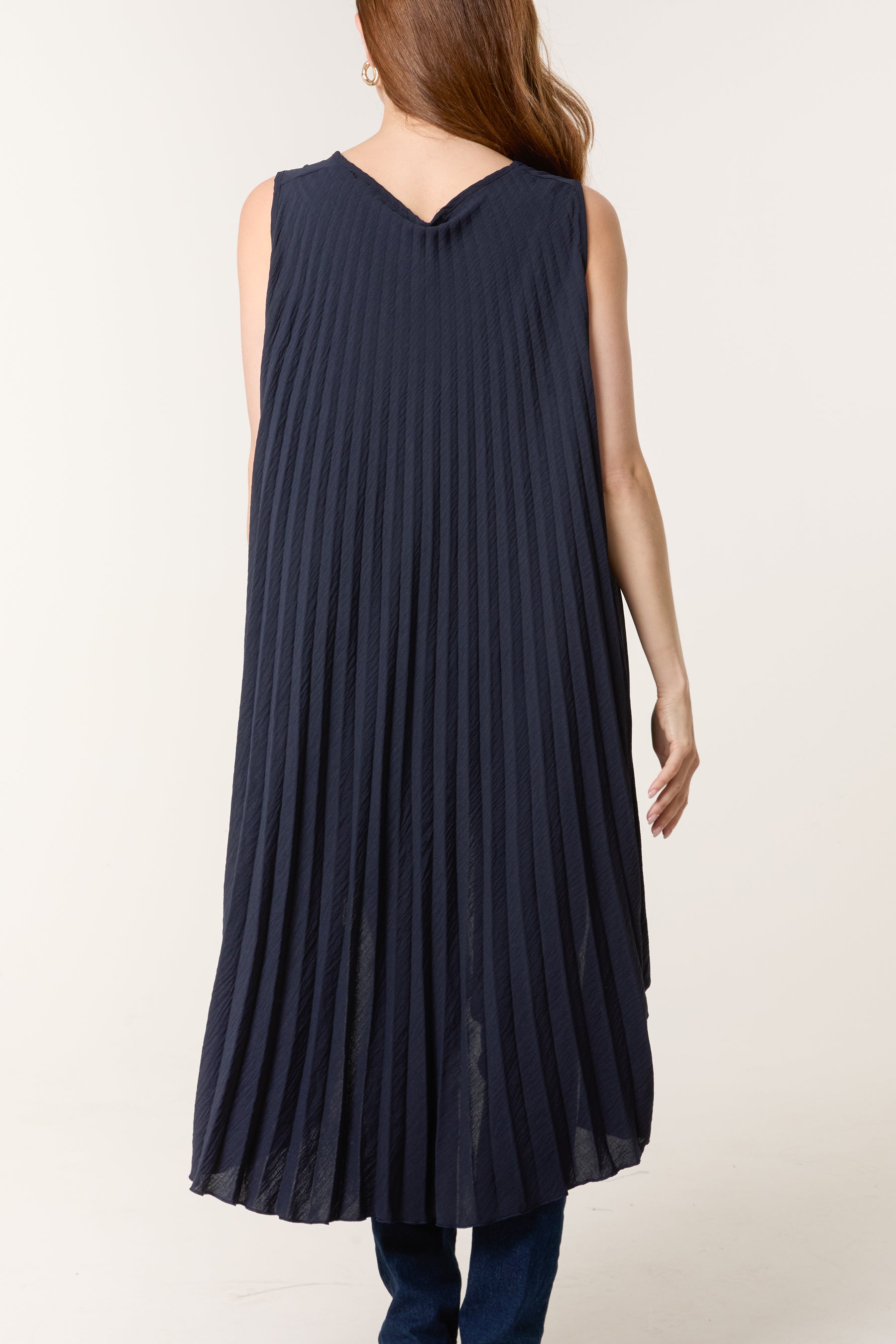 Sleeveless High Low Plisse Top
