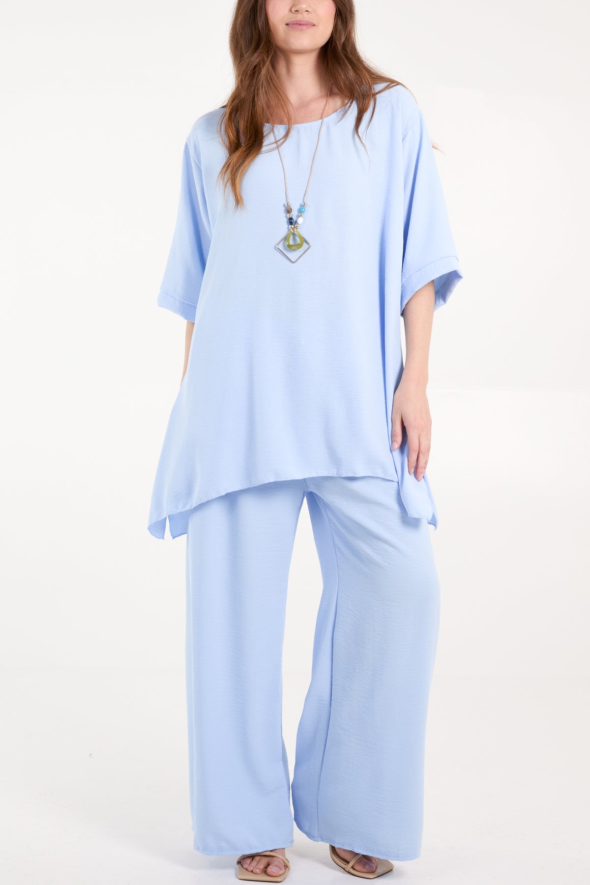 Oversized Necklace Top & Trouser Set