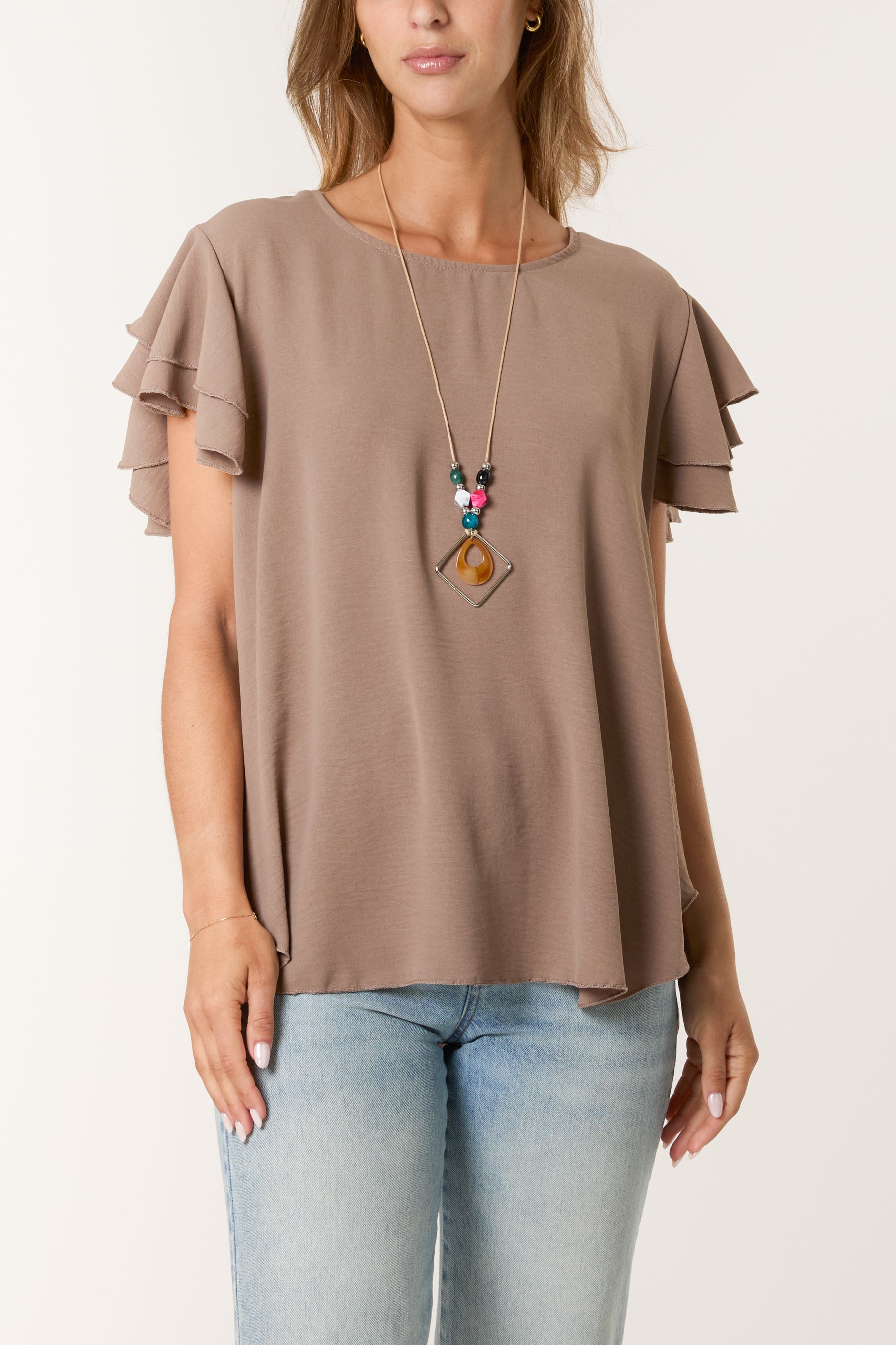 Flutter Sleeve Necklace Top