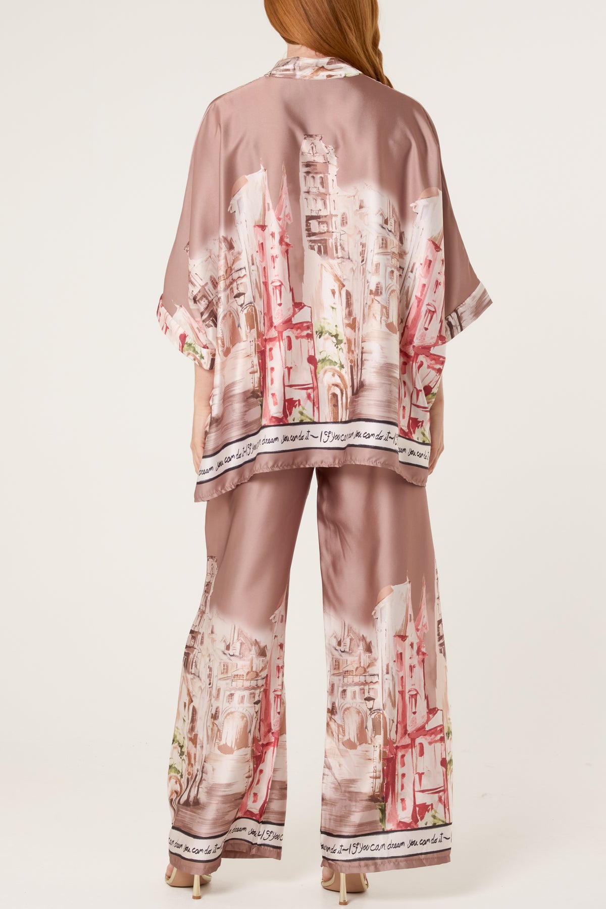 Satin-Like Landscape Print Co-Ord Set