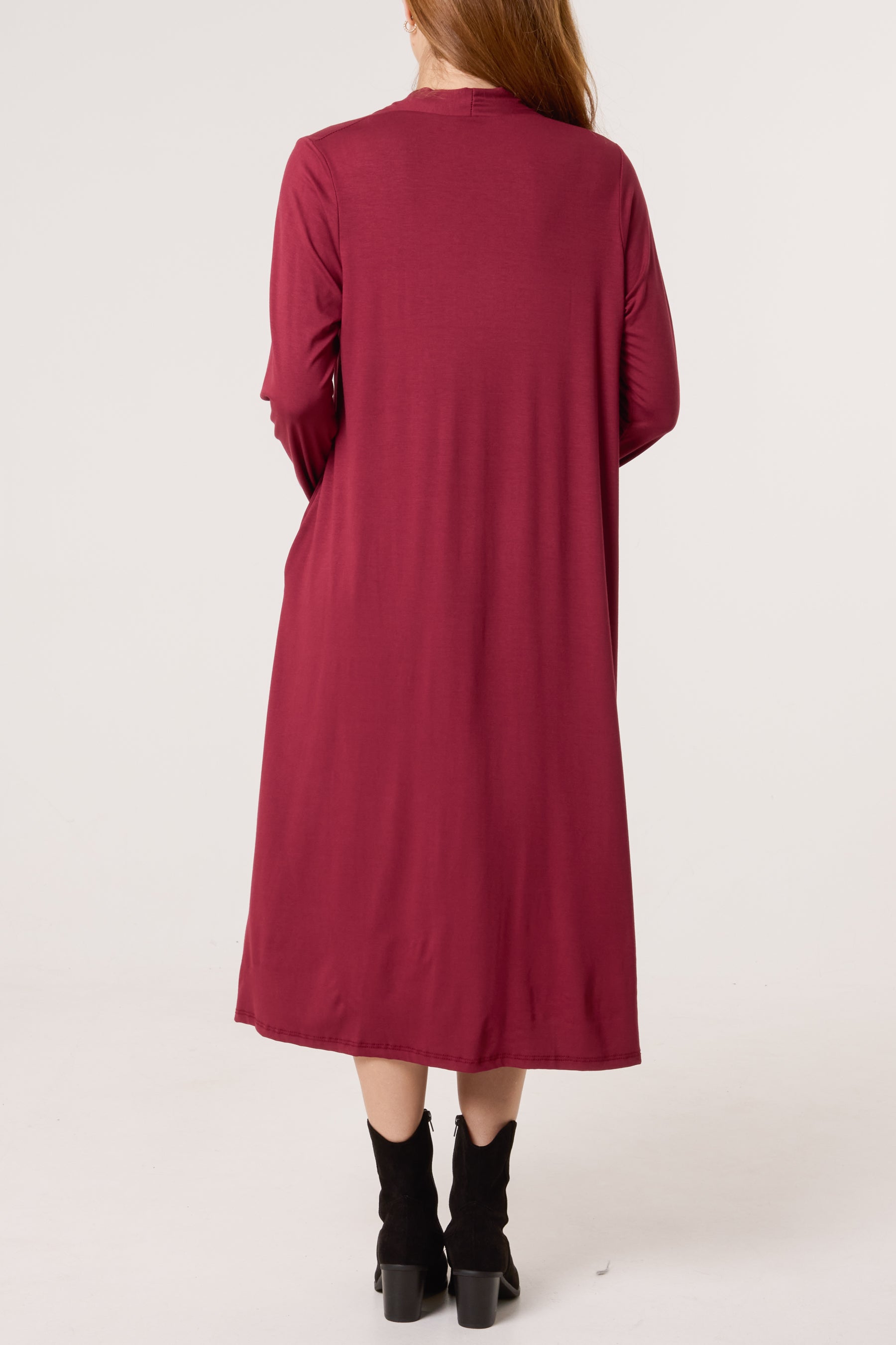 Jersey V-Neck Long Sleeve Midi Dress