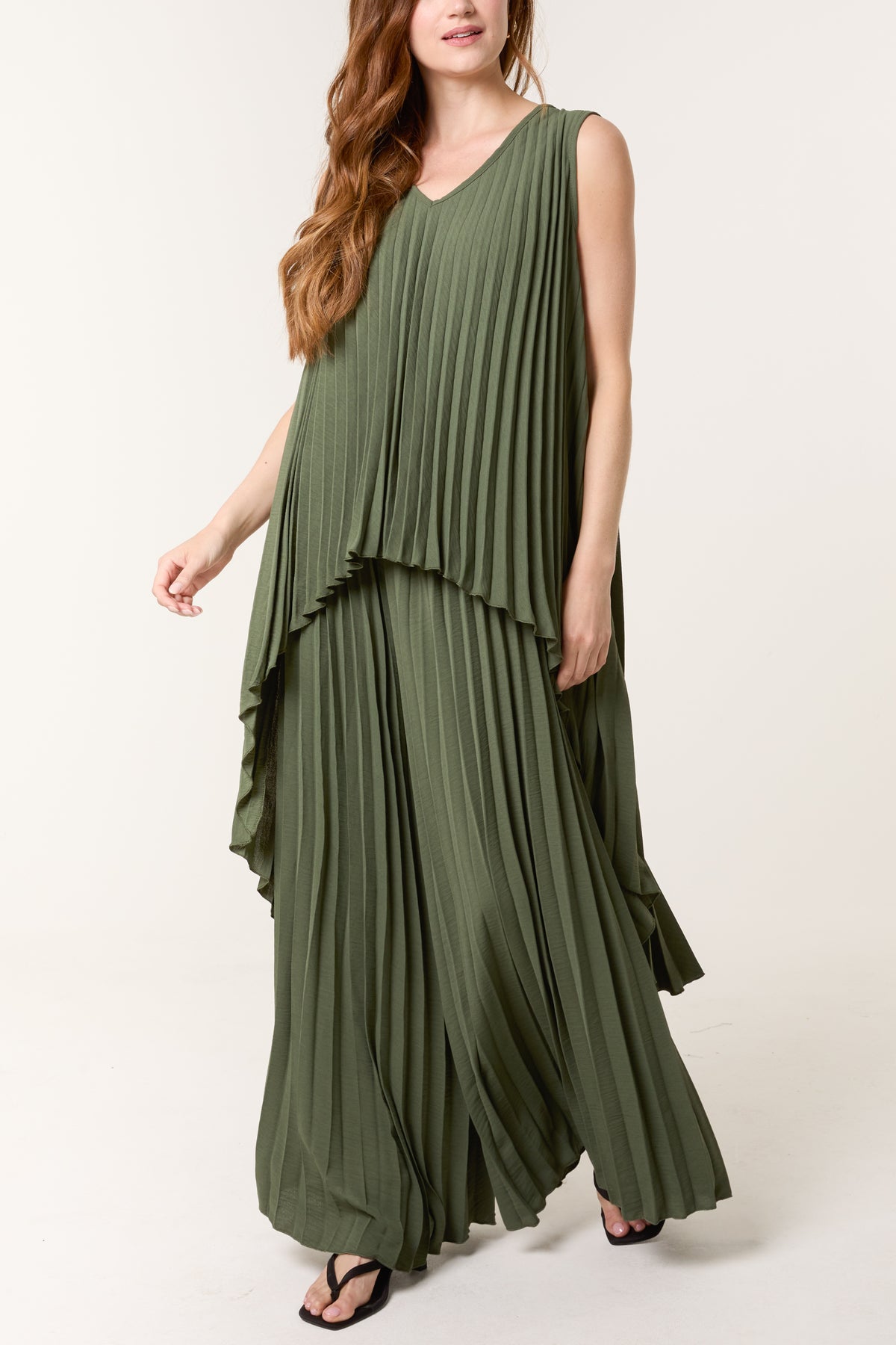 Sleeveless High Low Plisse Top