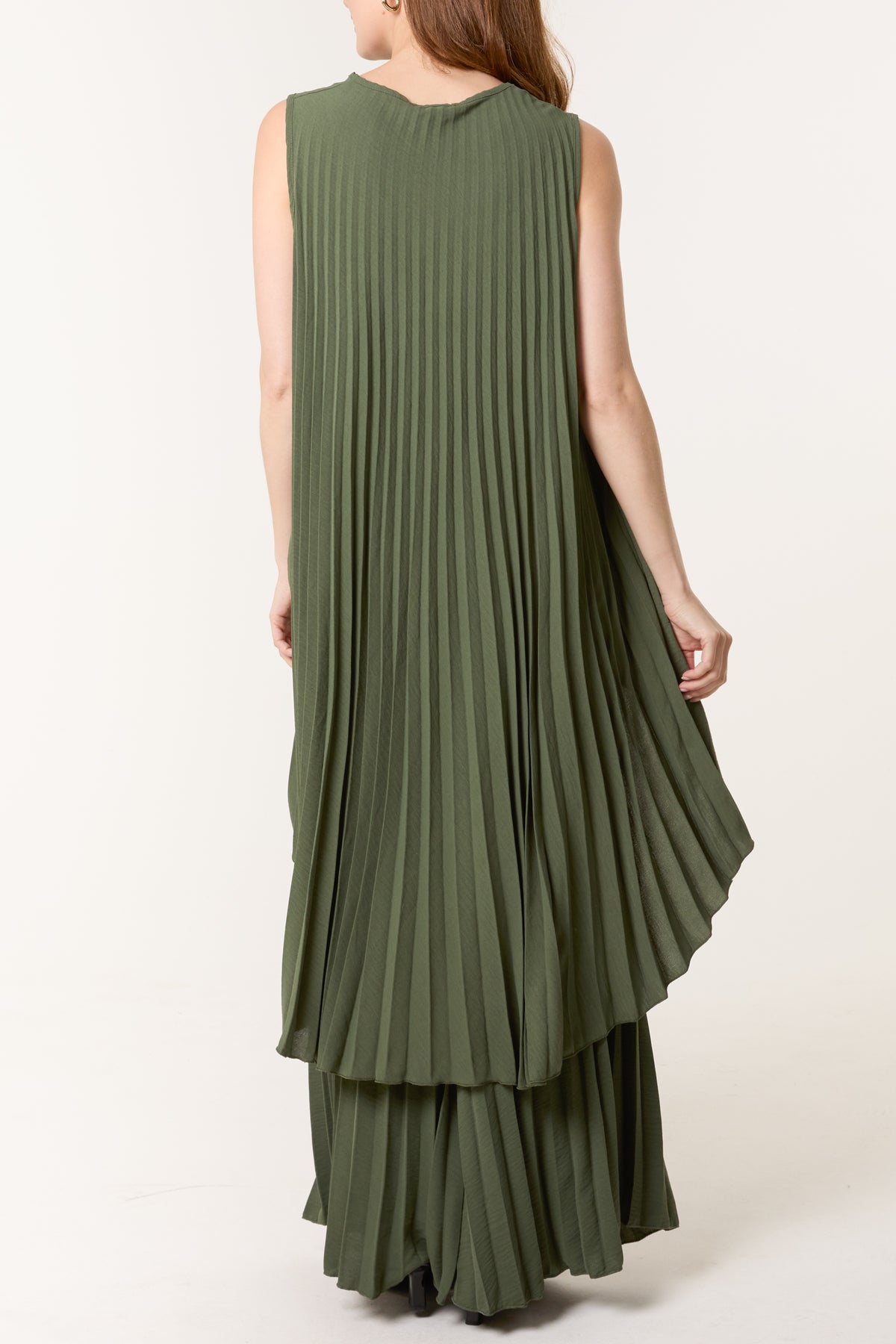 Sleeveless High Low Plisse Top