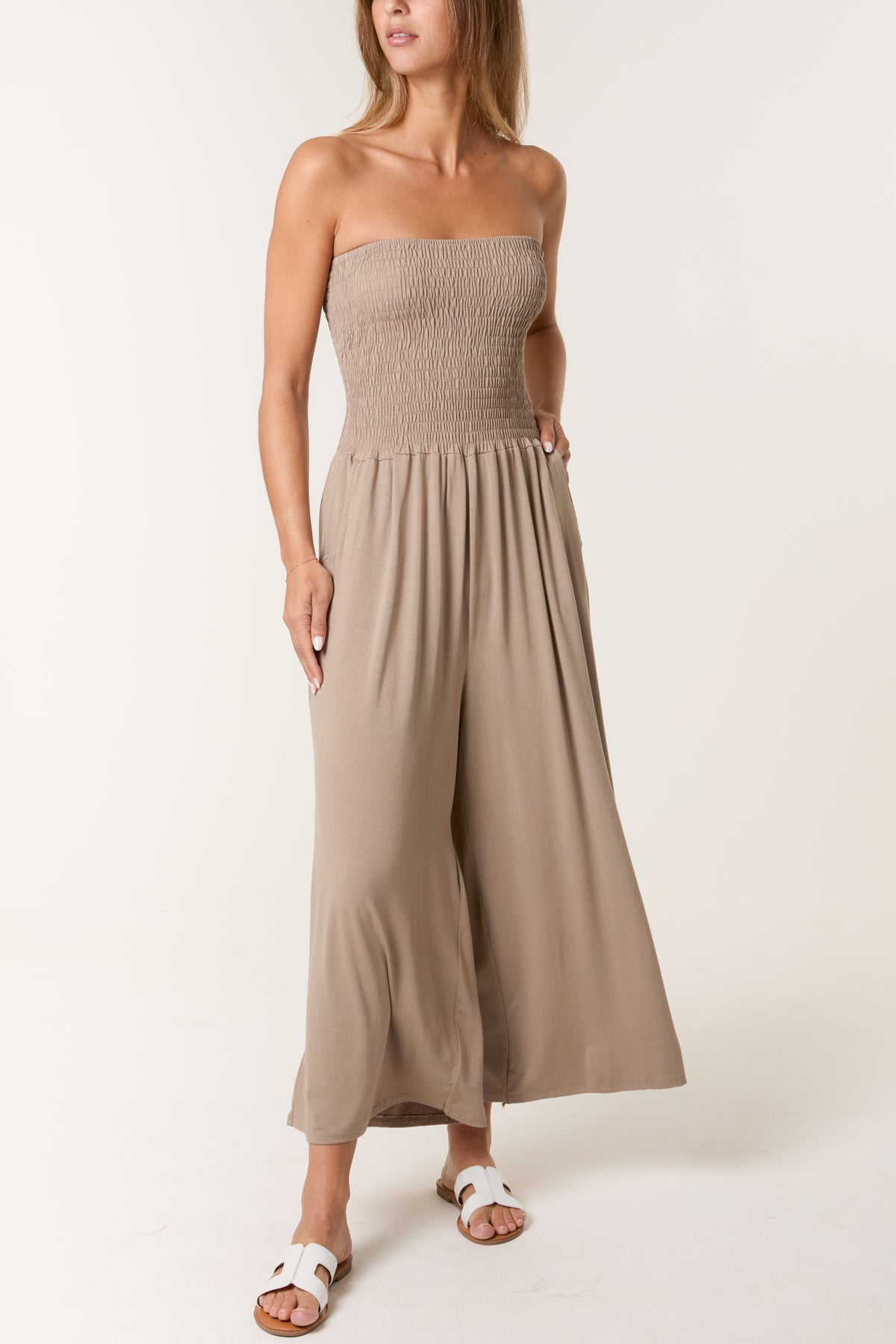 Bandeau Shirred Jumpsuit