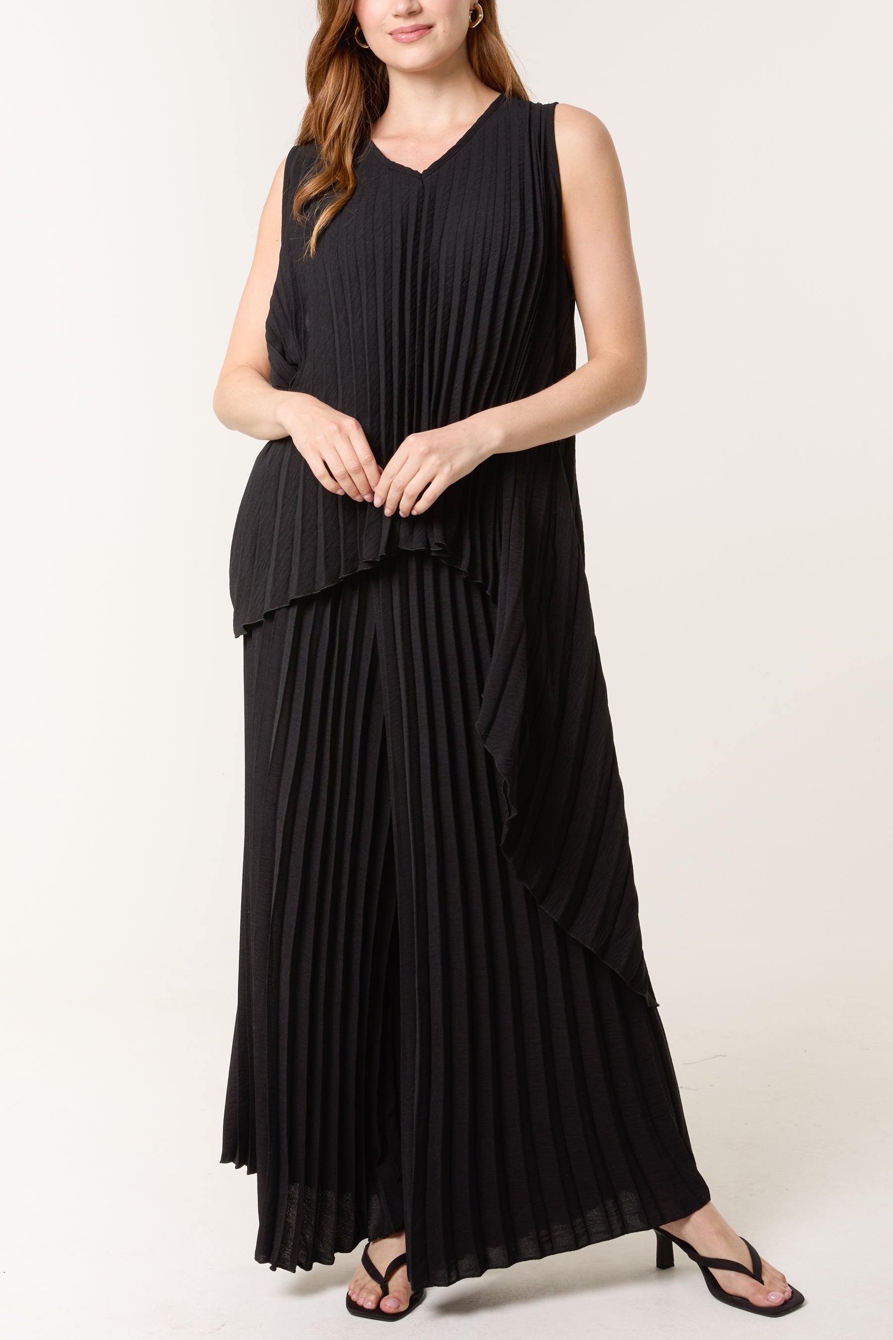 Sleeveless High Low Plisse Top