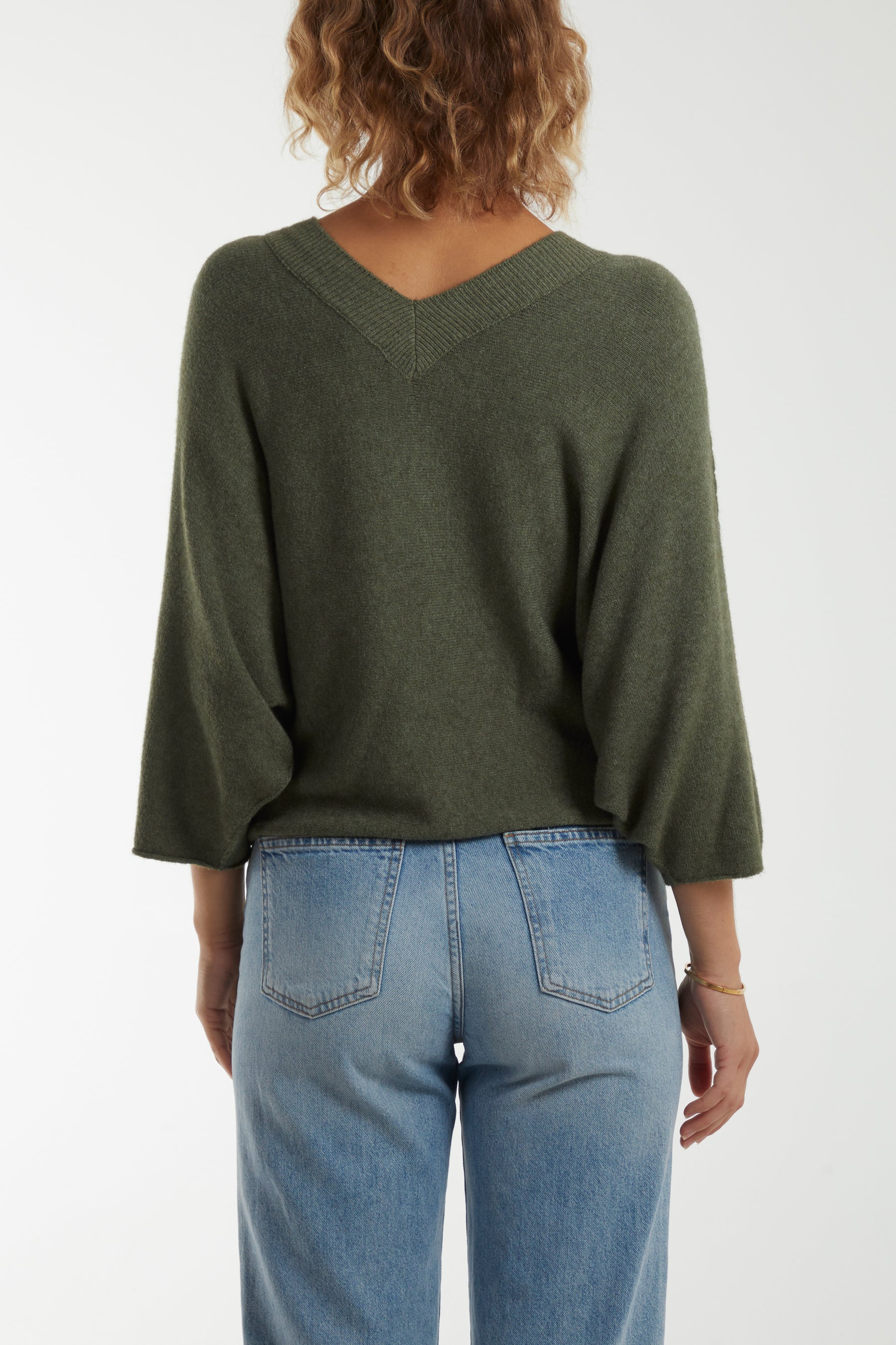 Cropped Soft Touch 3/4 Sleeve Jumper