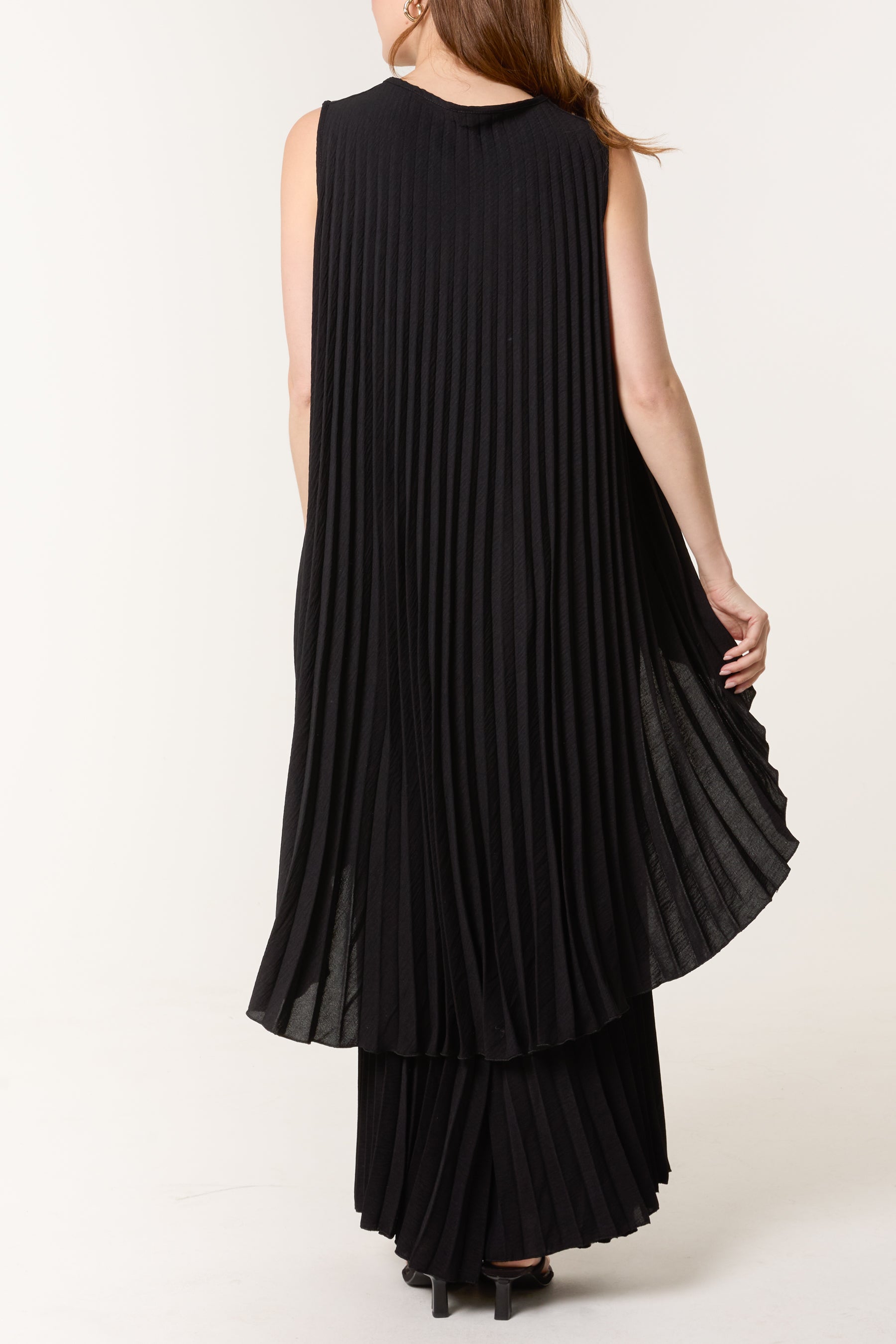 Sleeveless High Low Plisse Top