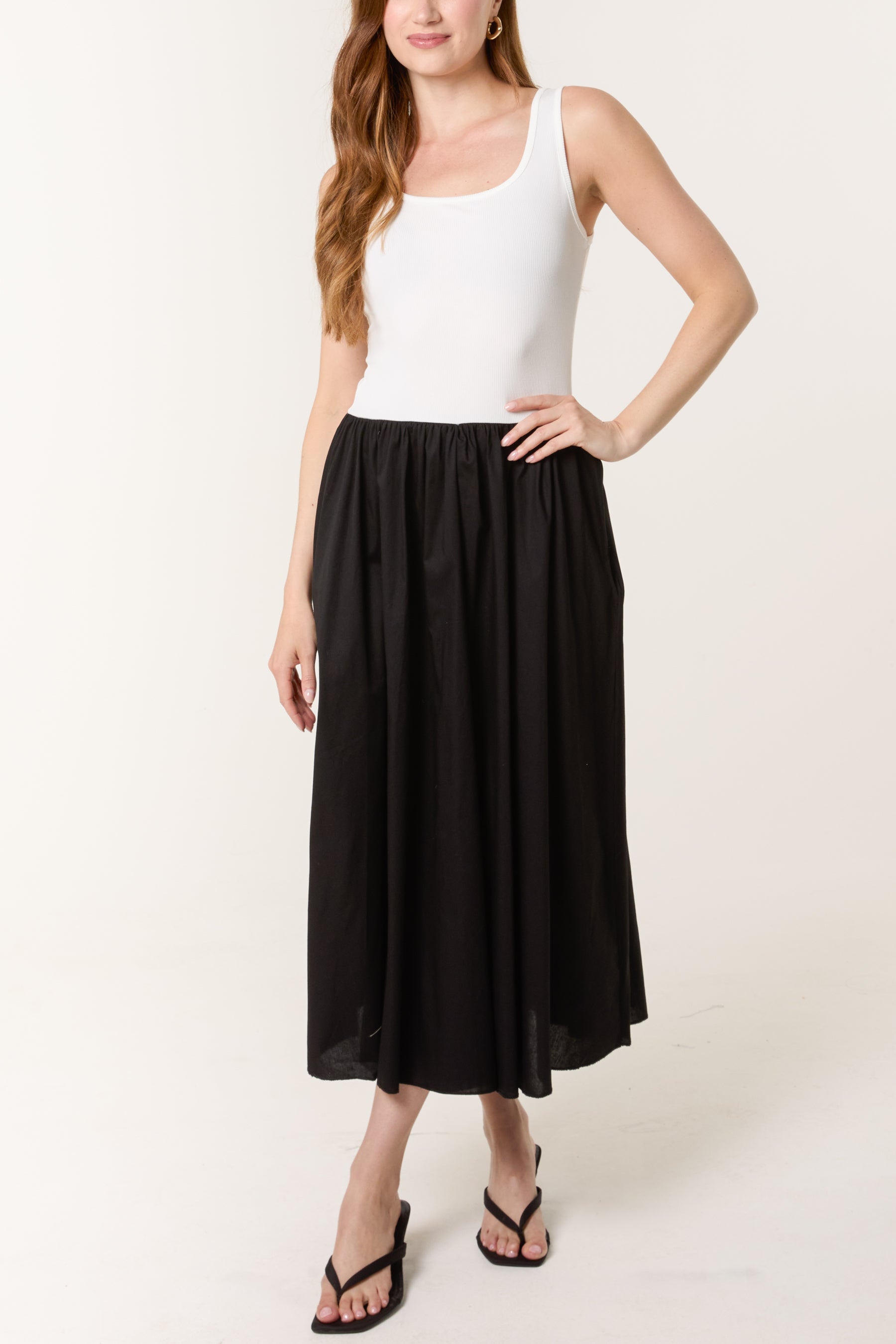 Square Neck Sleeveless Pocket Dress