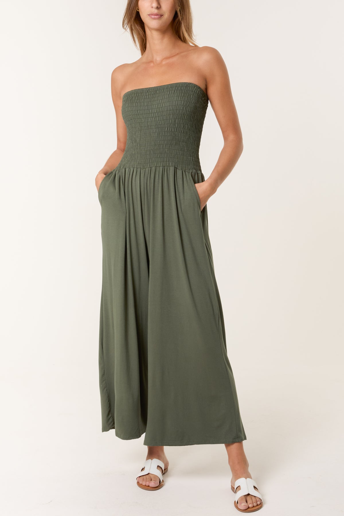 Bandeau Shirred Jumpsuit
