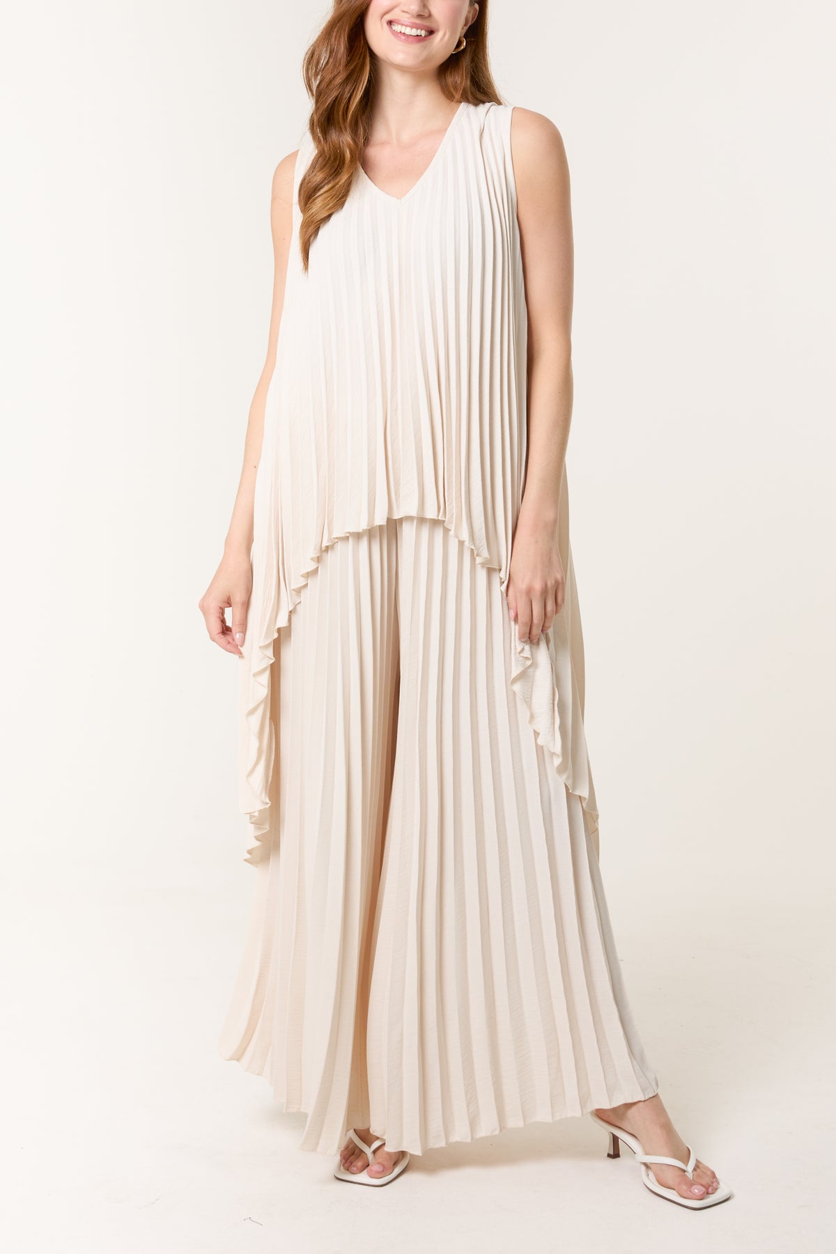 Sleeveless High Low Plisse Top