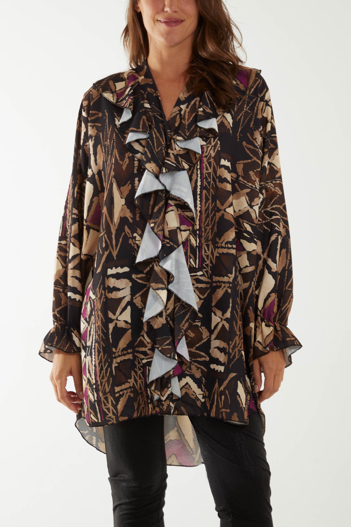 Tribal Print Ruffle Dress