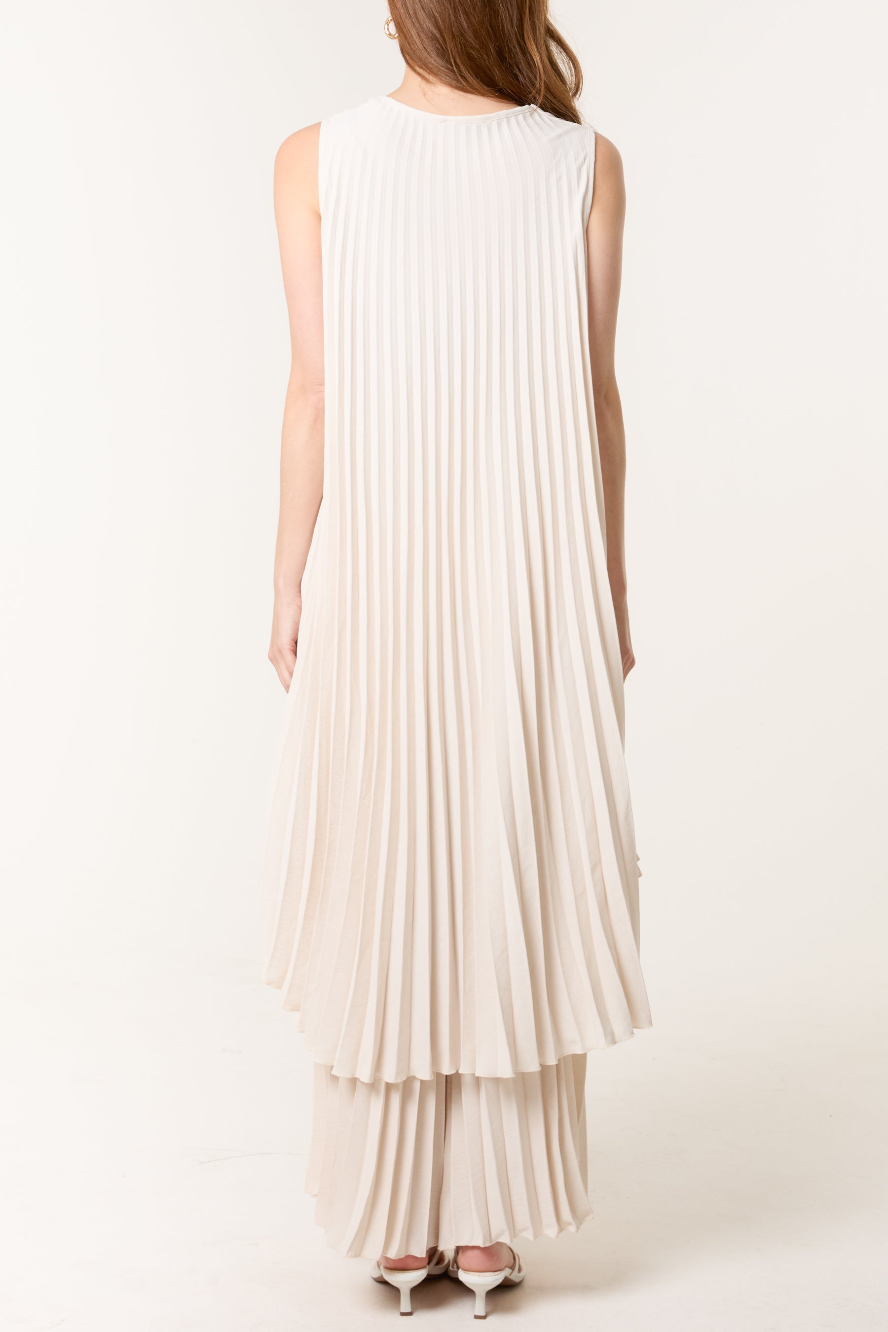 Sleeveless High Low Plisse Top