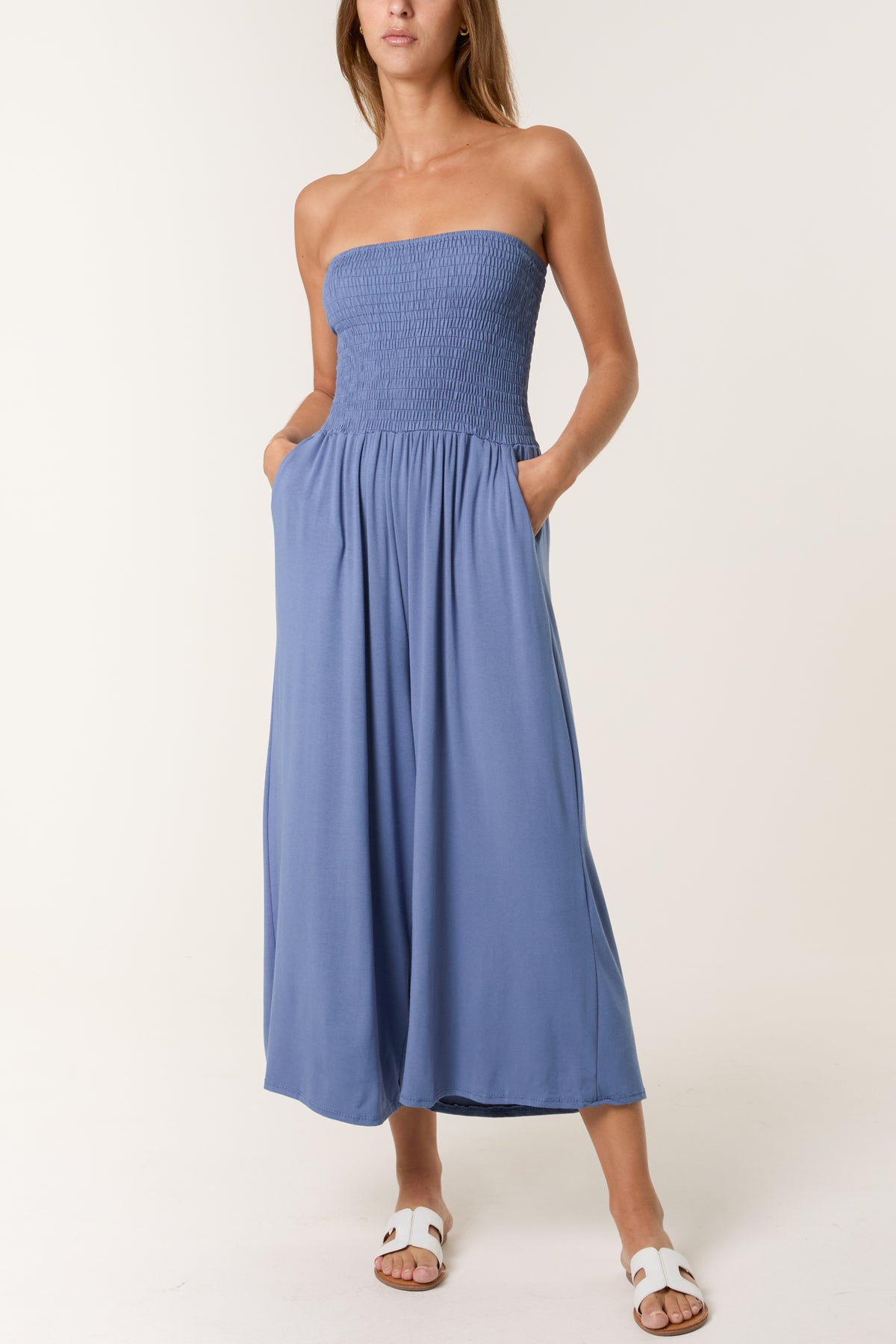 Bandeau Shirred Jumpsuit