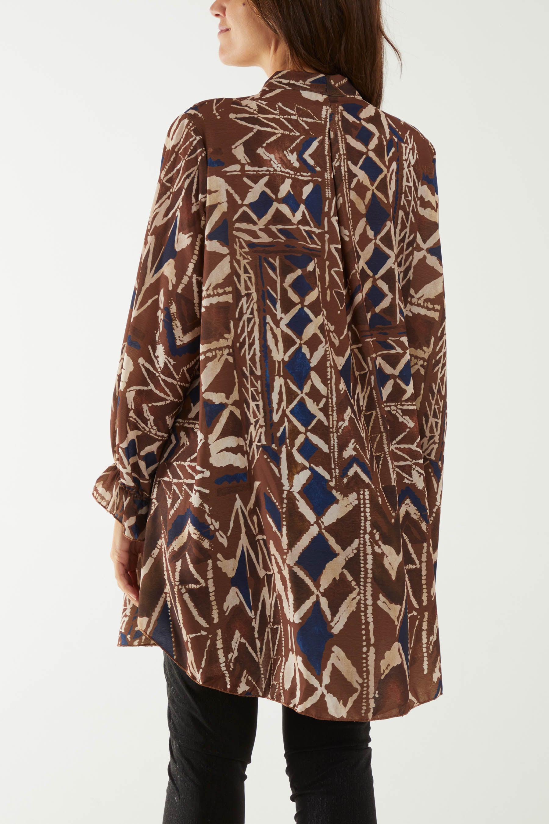 Tribal Print Ruffle Blouse