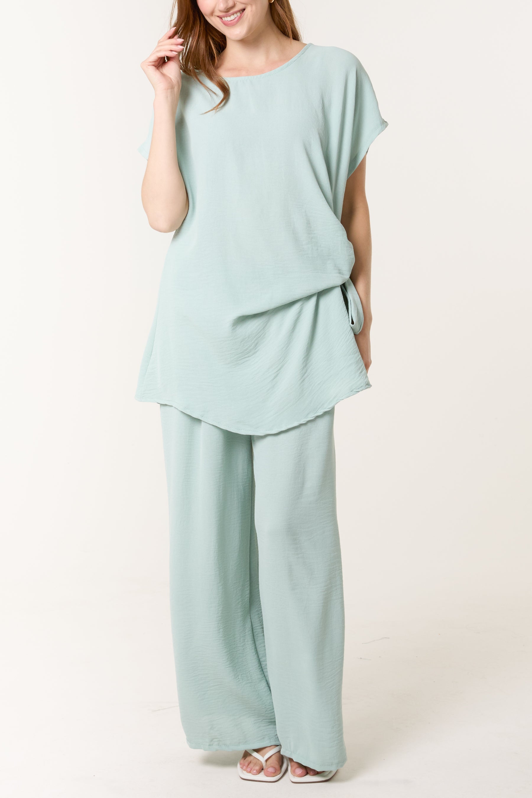 Tie Front Top & Wide Leg Trouser Co-ord