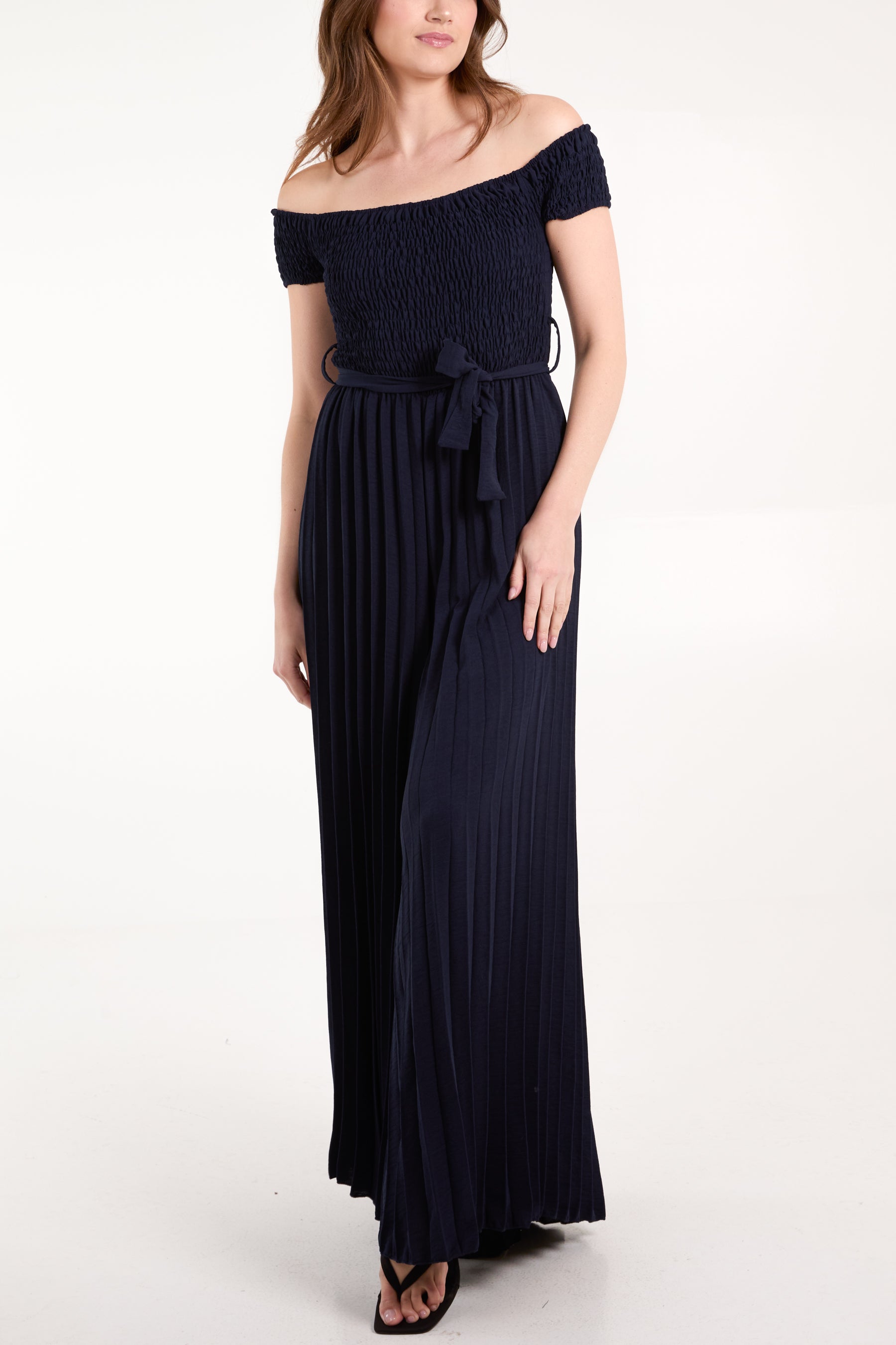 Pleated leg jumpsuit online