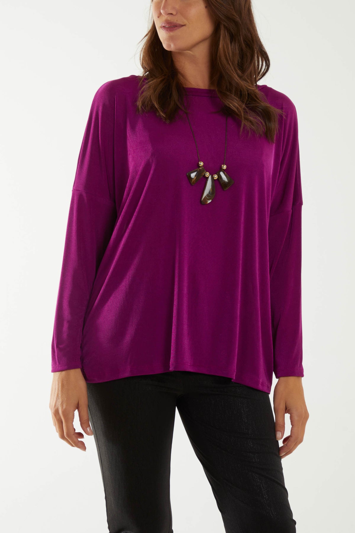 Straight Neck Acetate Necklace Top