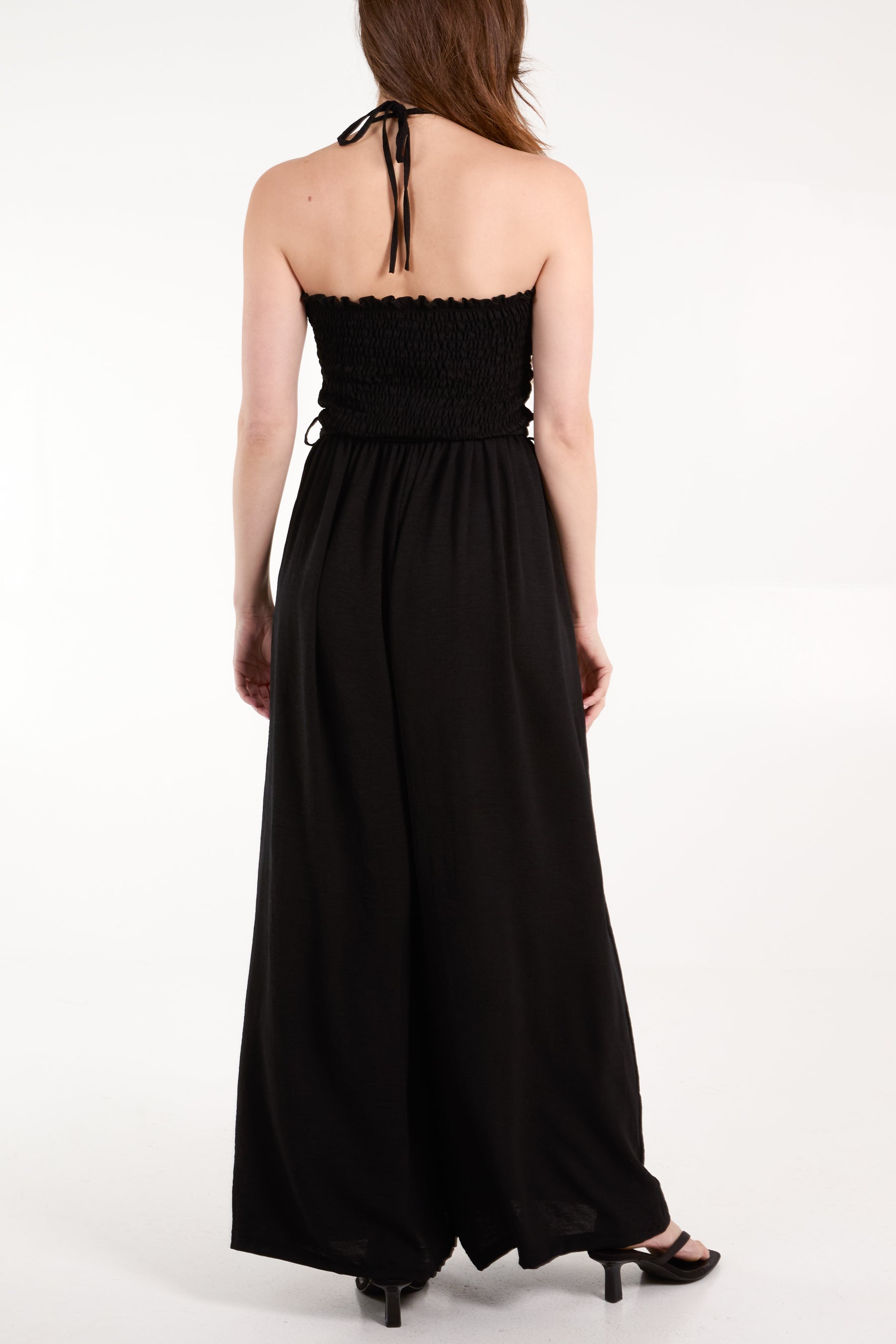Bandeau Shirred Bodice Wide Leg Jumpsuit