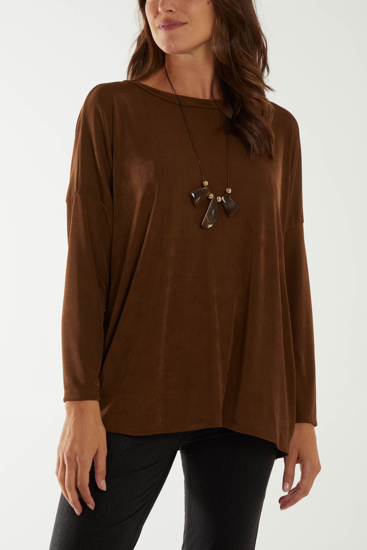 Straight Neck Acetate Necklace Top