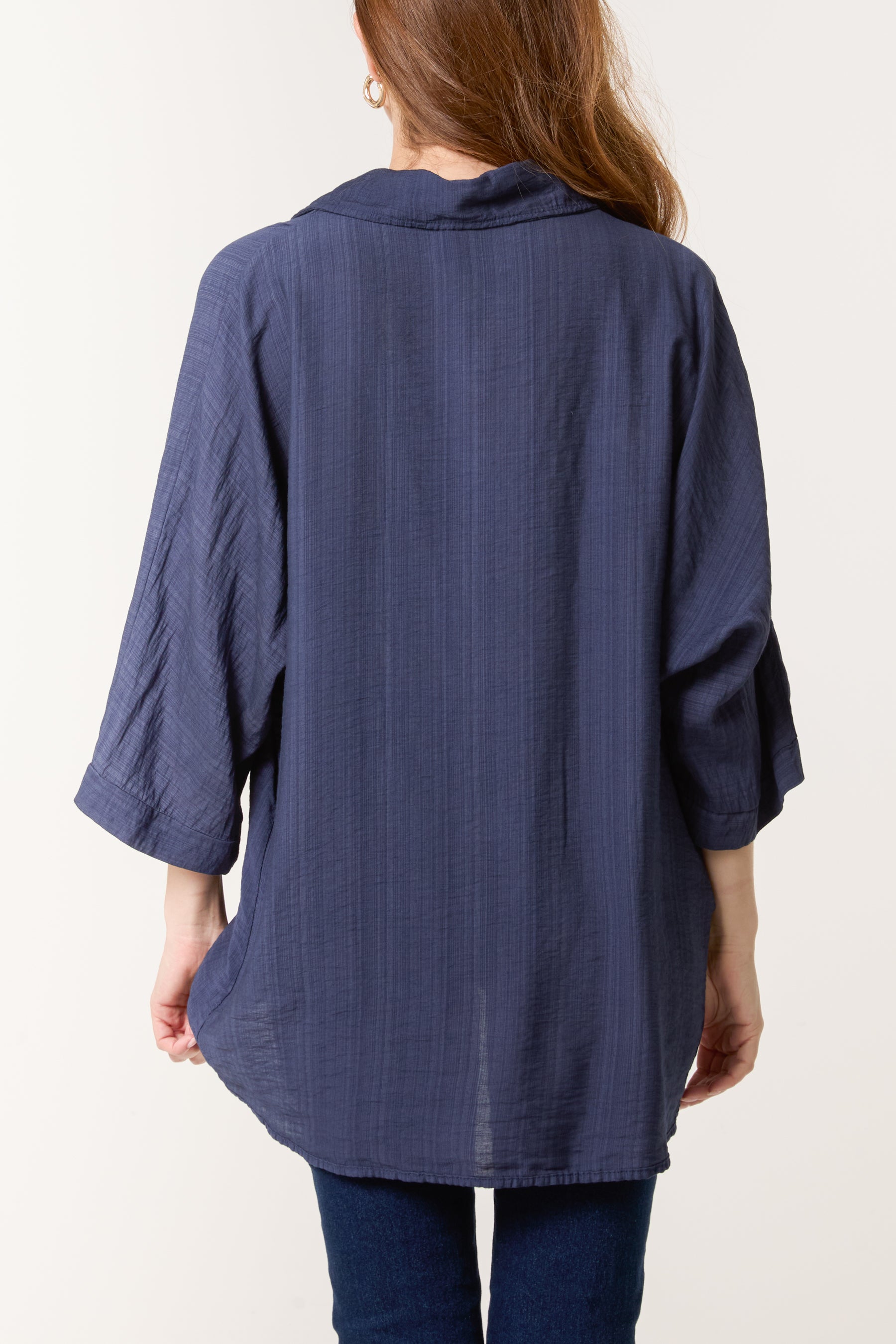 Lapel Collar Pleated Front Blouse