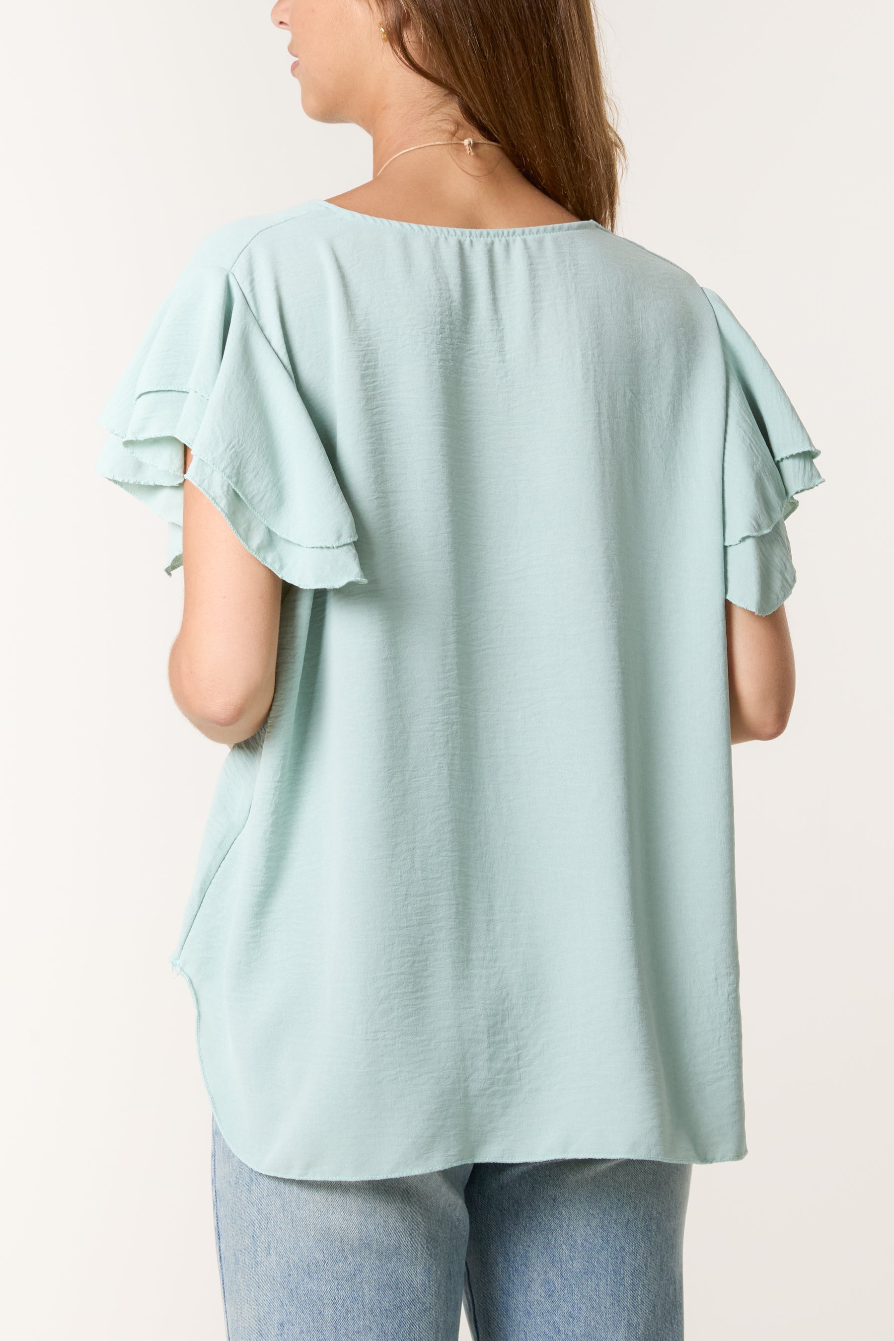 Flutter Sleeve Necklace Top