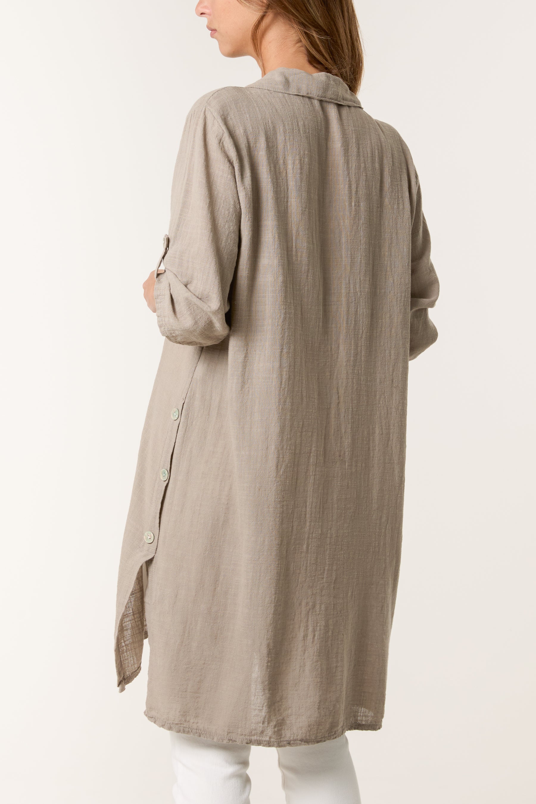 Button Details Longline Cotton Top