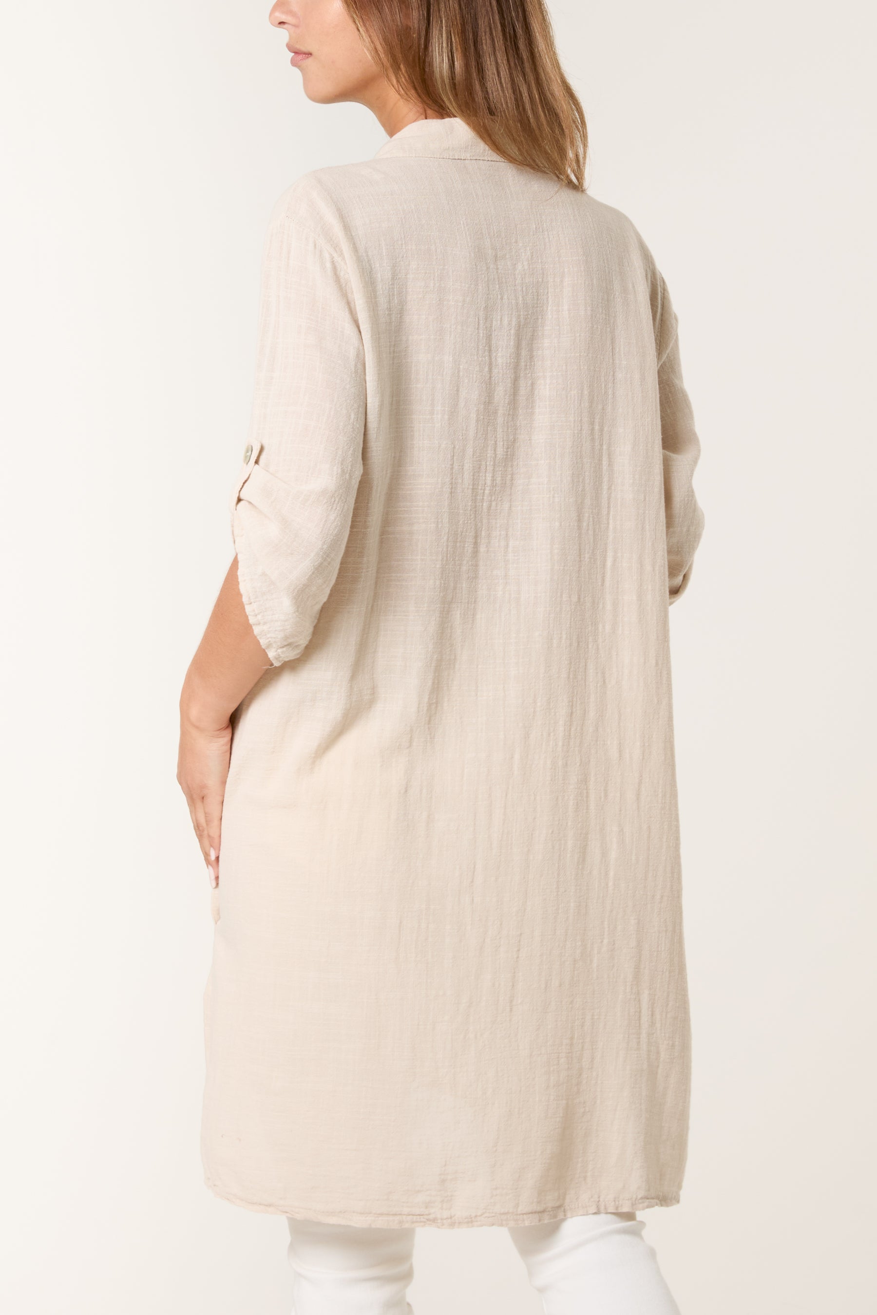 Button Details Longline Cotton Top
