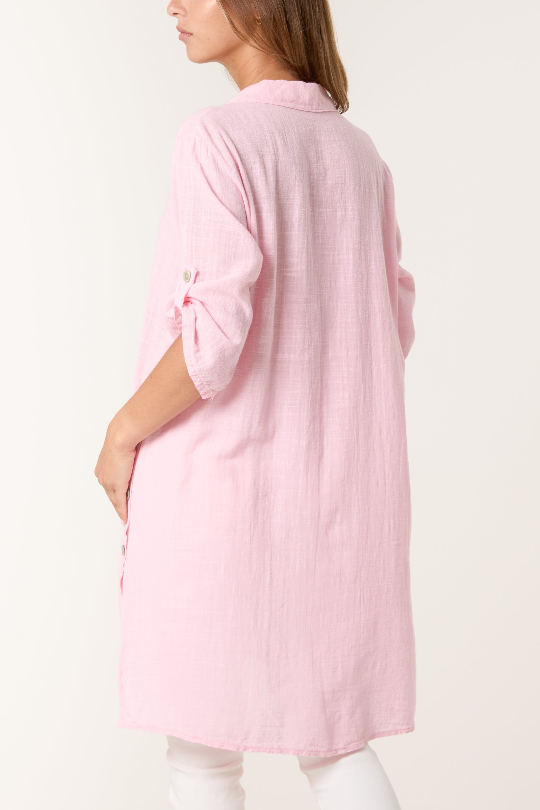 Button Details Longline Cotton Top
