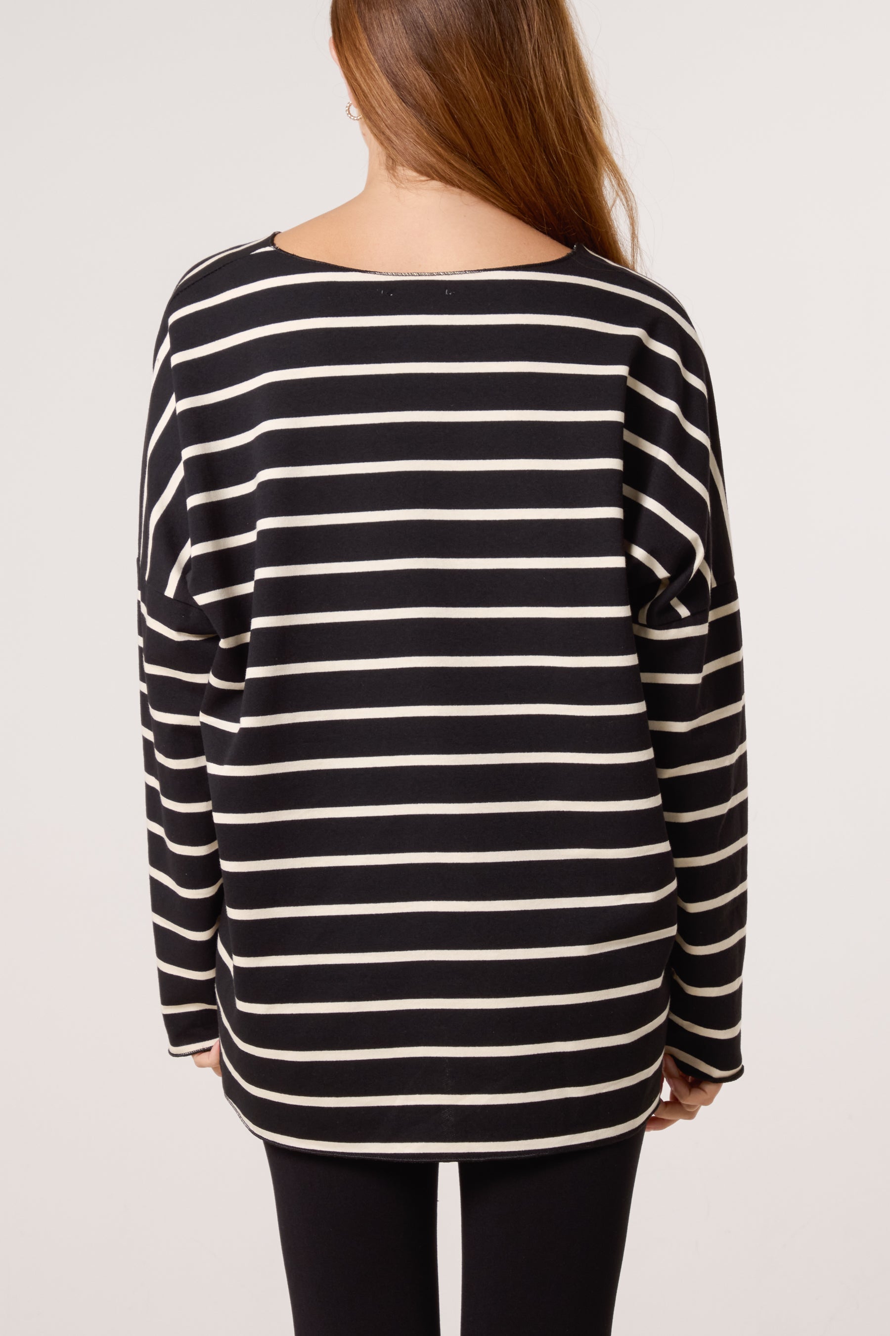 Striped V-Neck Long Sleeve Top