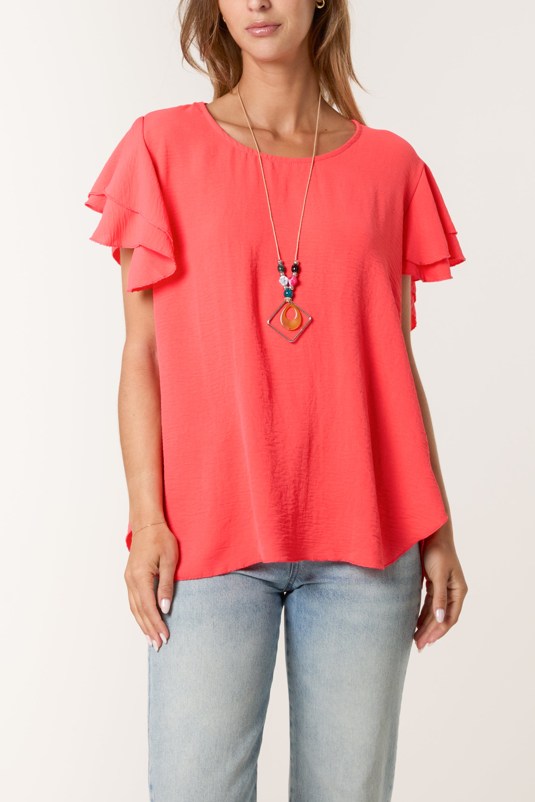 Flutter Sleeve Necklace Top